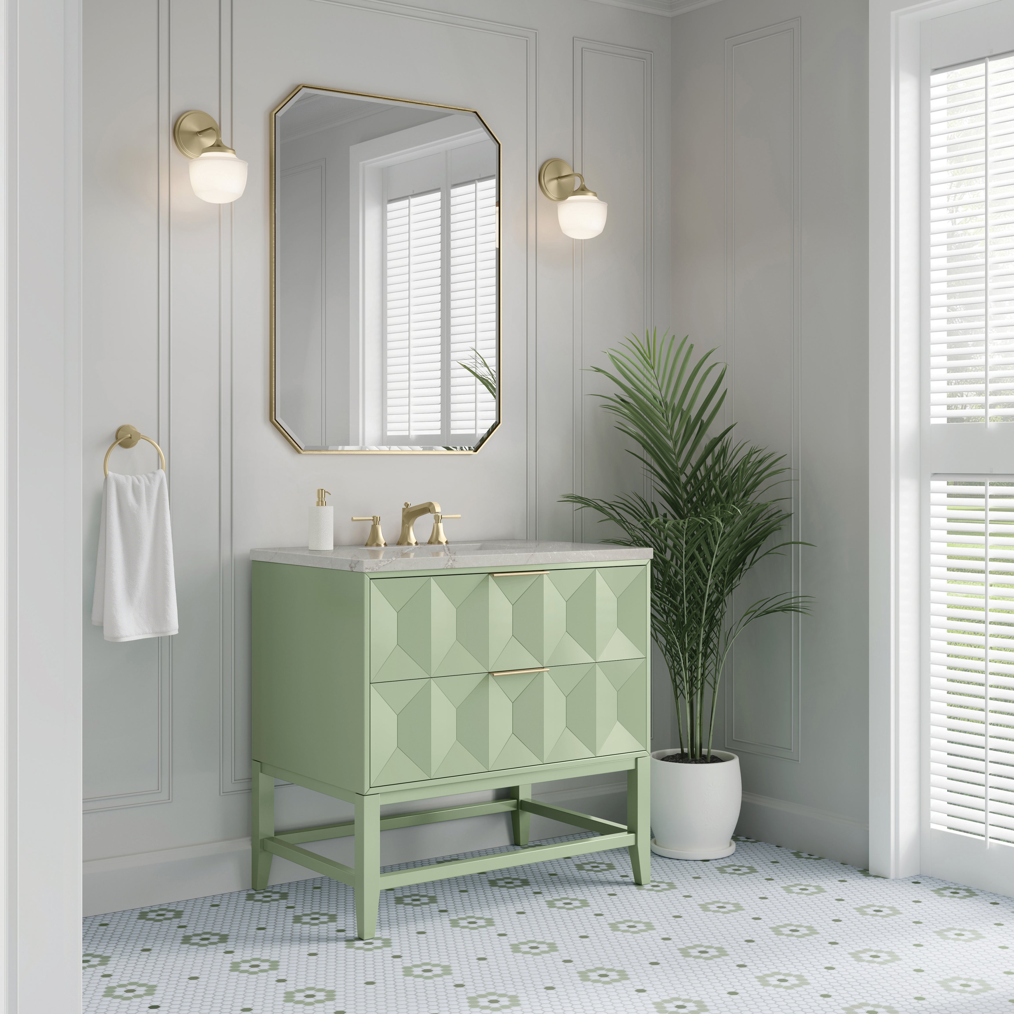 James Martin Emmeline 36" Single Vanity in Pistachio with 3cm Countertop