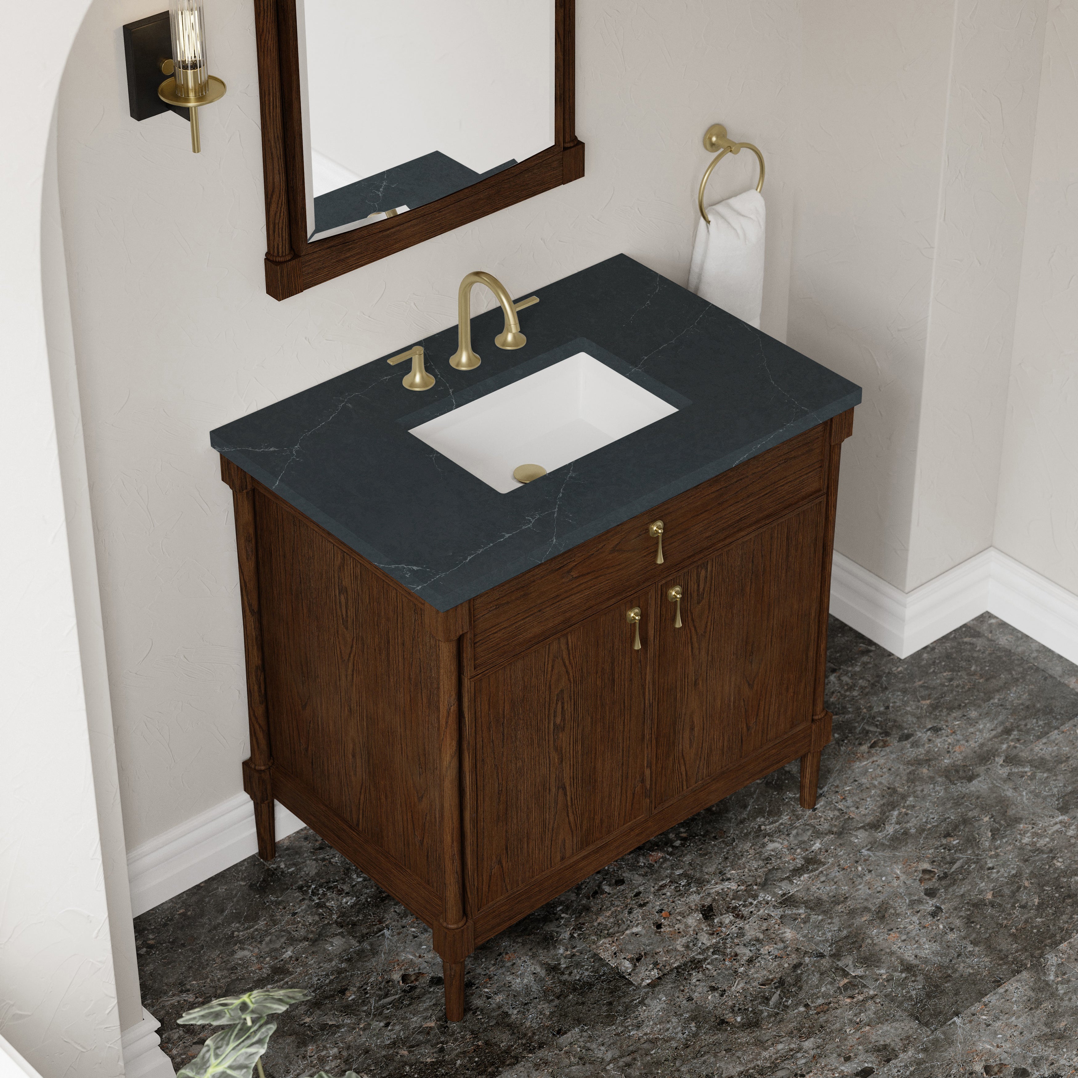 James Martin Kinnsden 36" Single Vanity in Sable Oak with 3cm Countertop