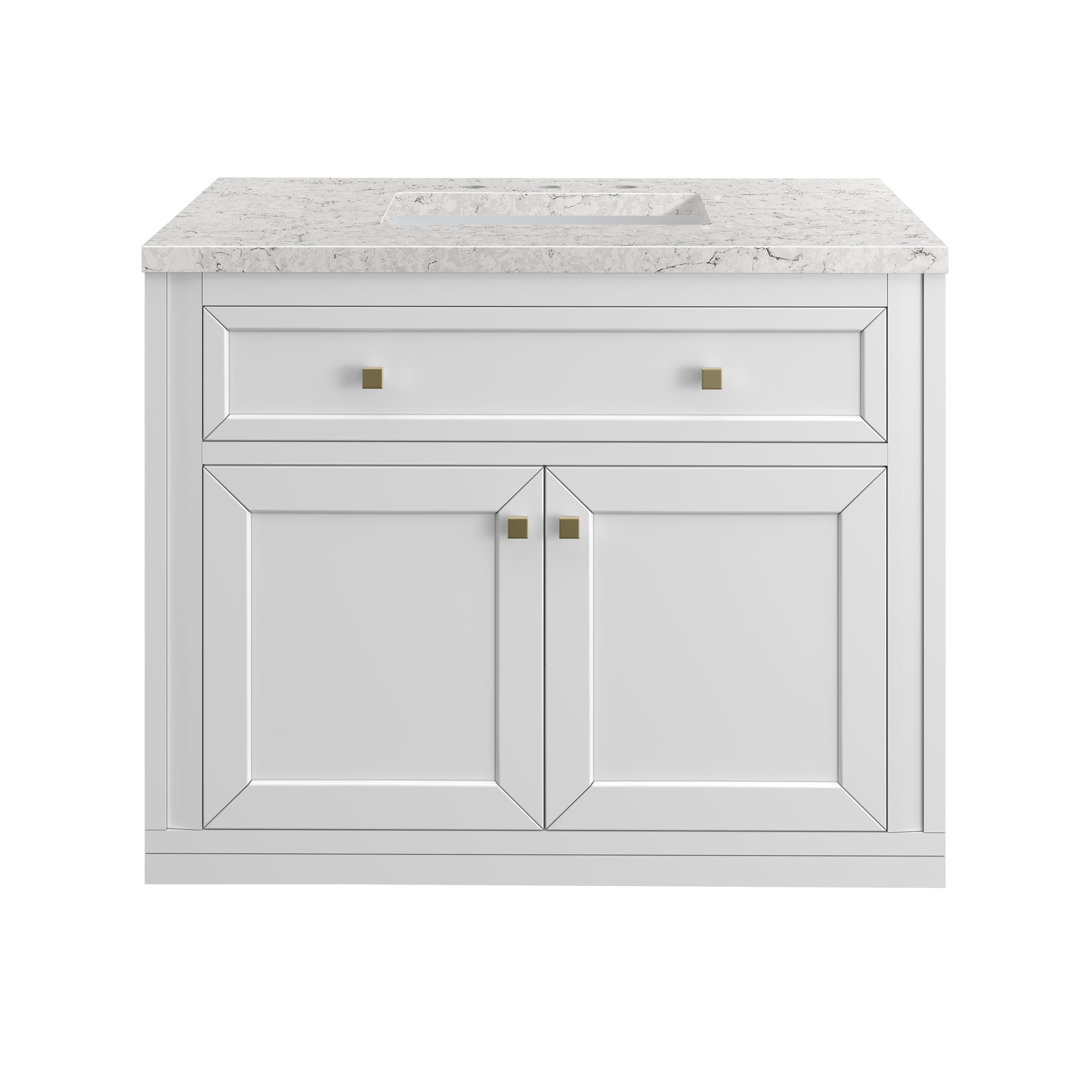 James Martin Chicago 36" Single Vanity in Glossy White with 3cm Countertop