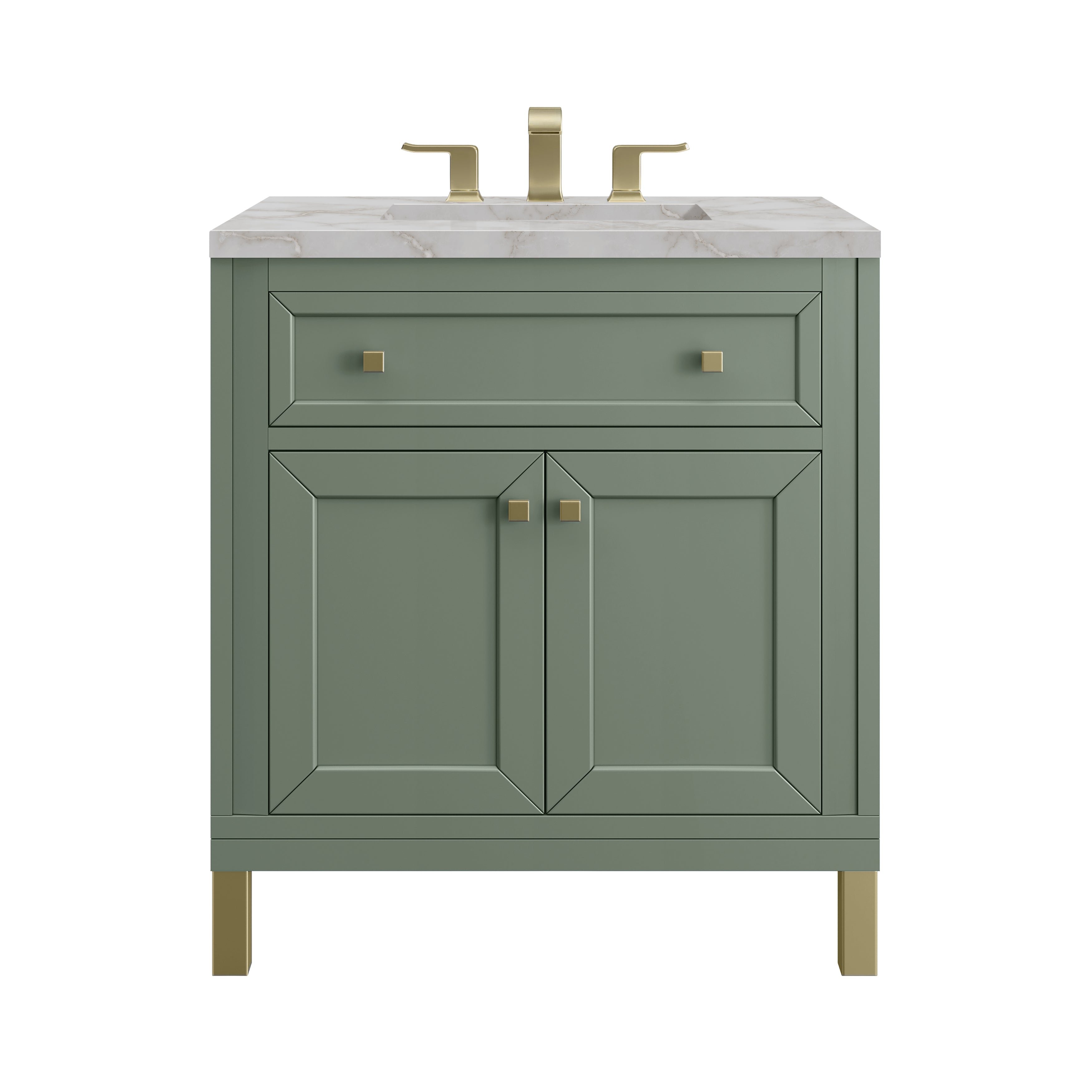 James Martin Chicago 30" Single Vanity in Smokey Celadon with 3cm Countertop