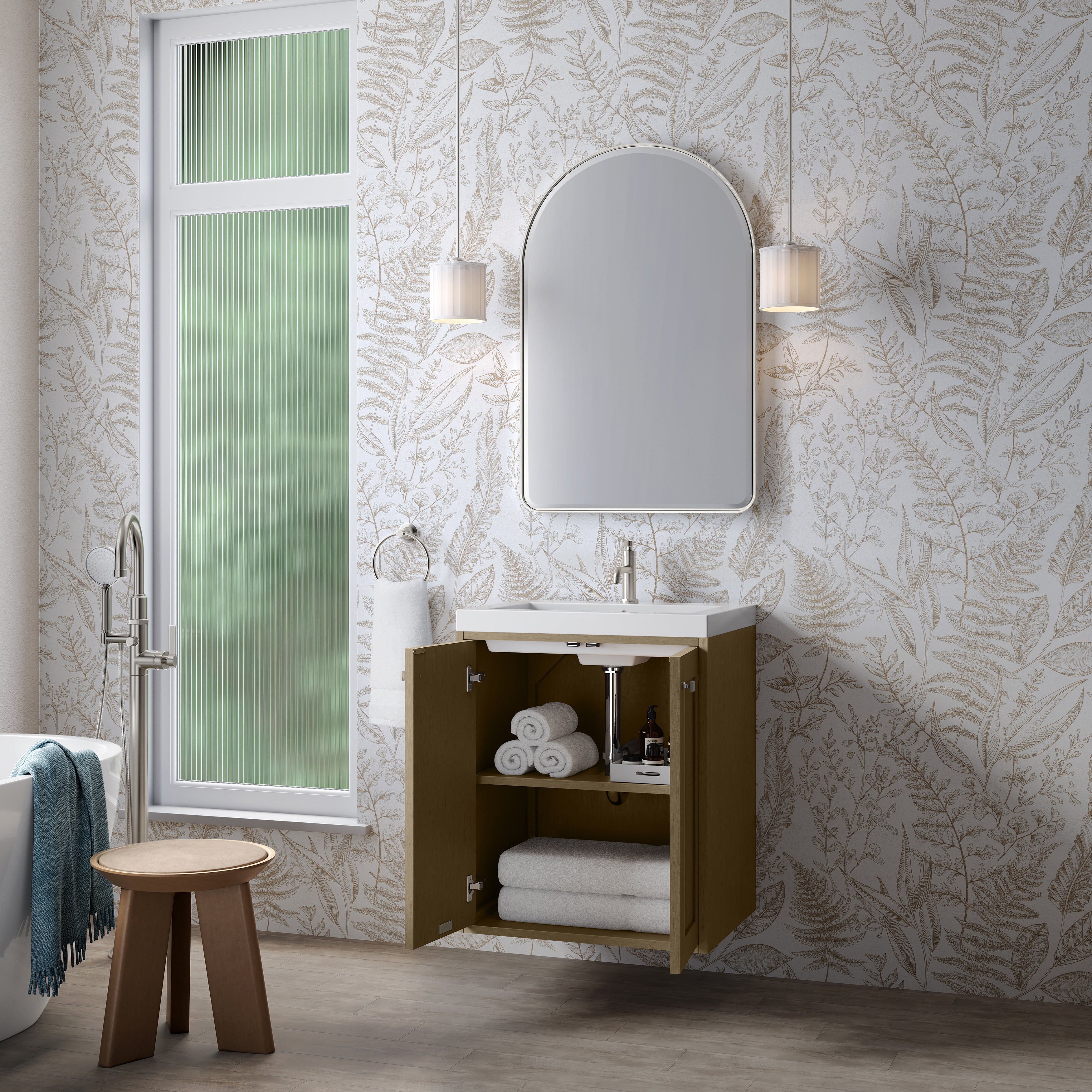 James Martin Chianti 24" Single Vanity in Glossy White with White Glossy Composite Stone Top