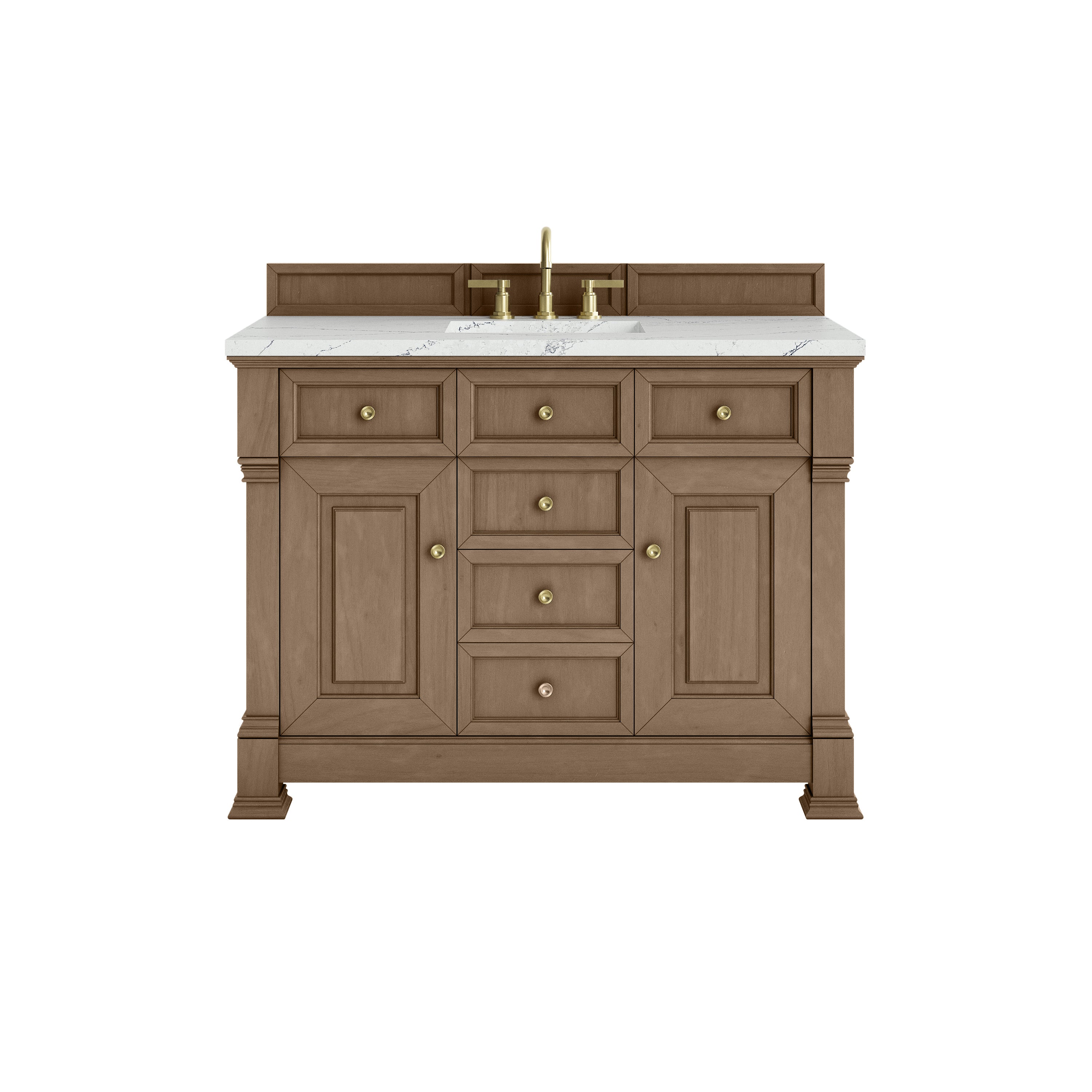 James Martin Brookfield 48" Single Vanity in Pecan with 3cm Countertop and FreePower Wireless Charger
