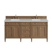 James Martin Brittany 72" Double Vanity in Pecan with 3cm Countertop and FreePower Wireless Charger