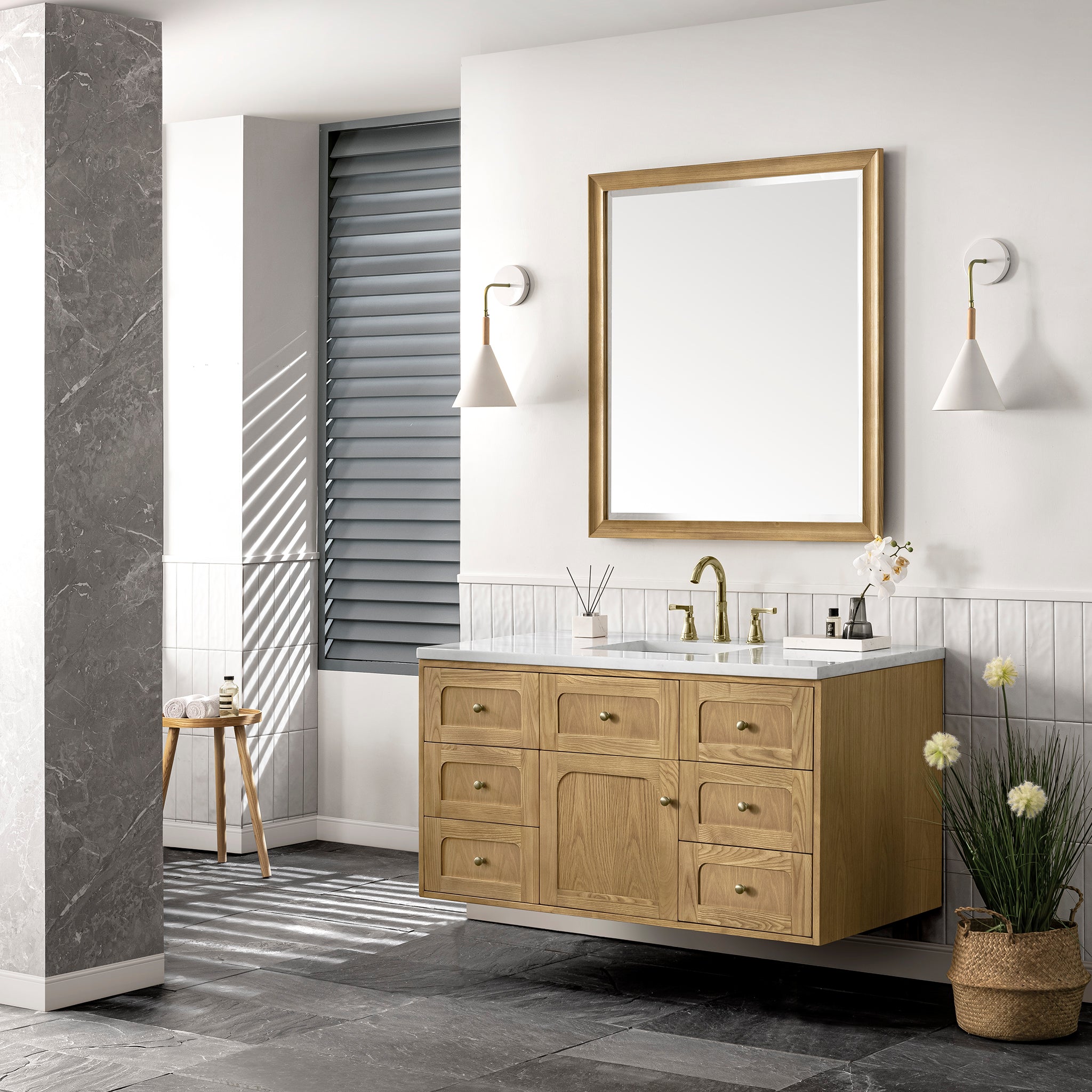 James Martin Laurent 48" Single Vanity in Light Natural Oak with 3cm Countertop