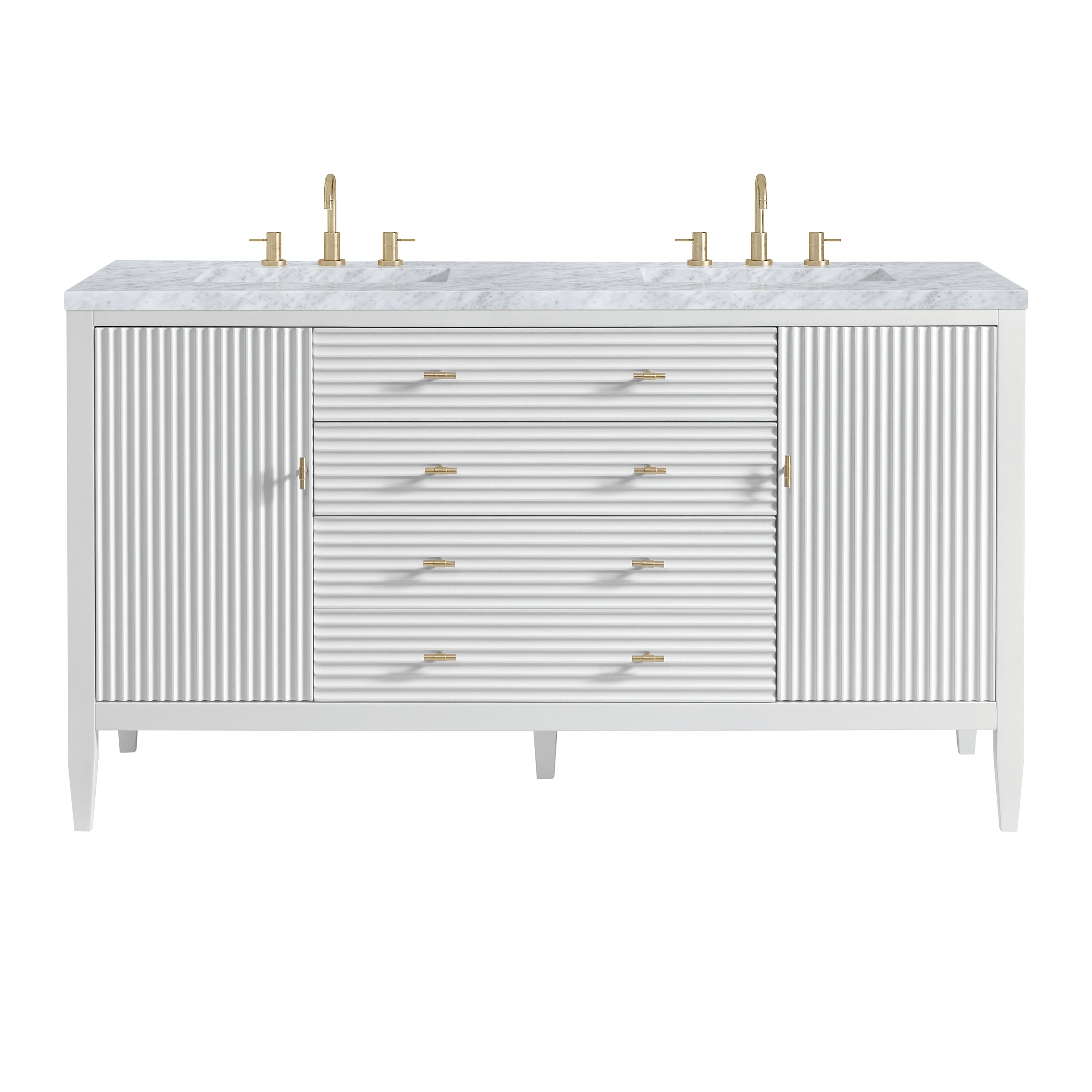 James Martin Myrrin 60" Double Vanity in Bright White with 3cm Countertop