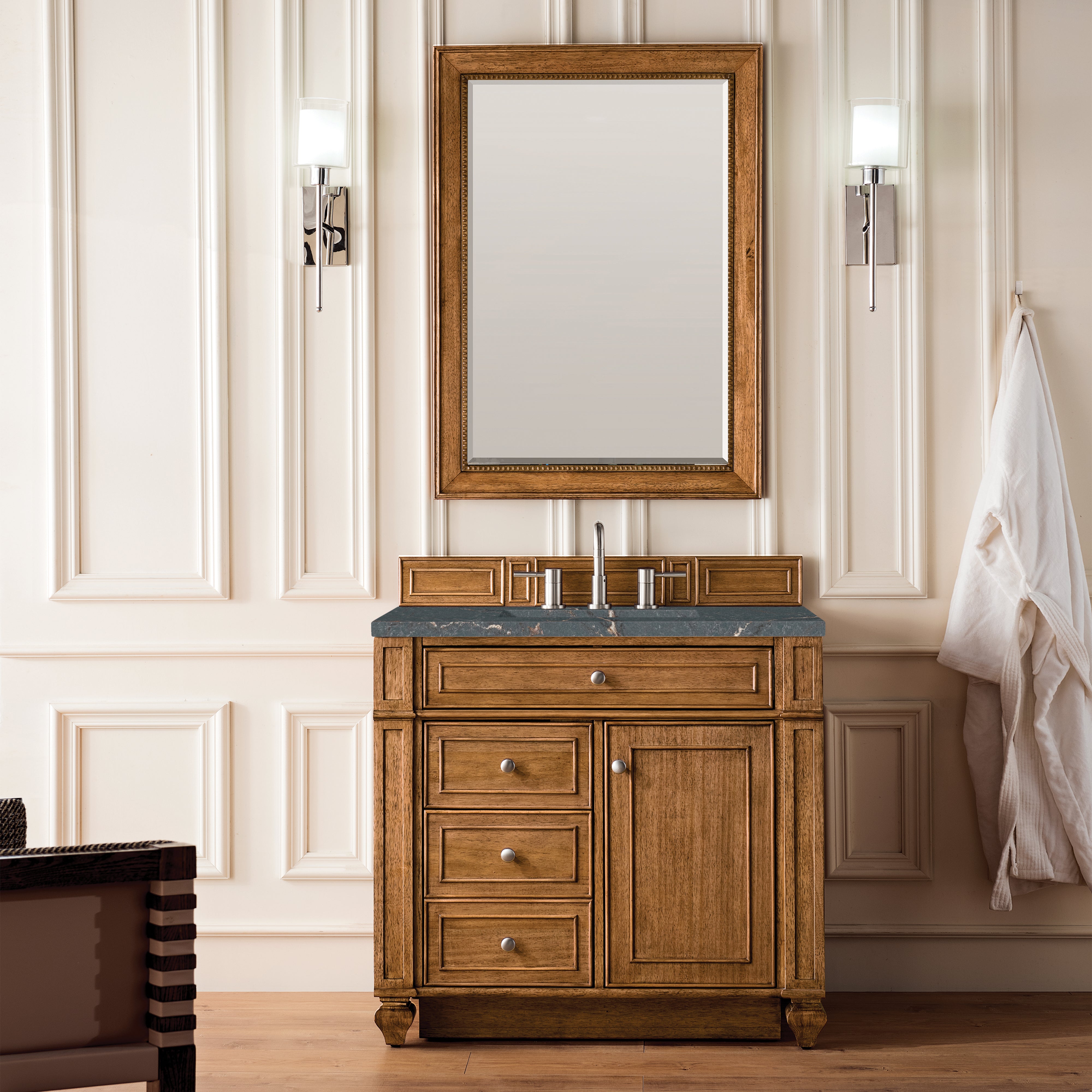 James Martin Bristol 36" Single Vanity in Saddle Brown with 3cm Countertop