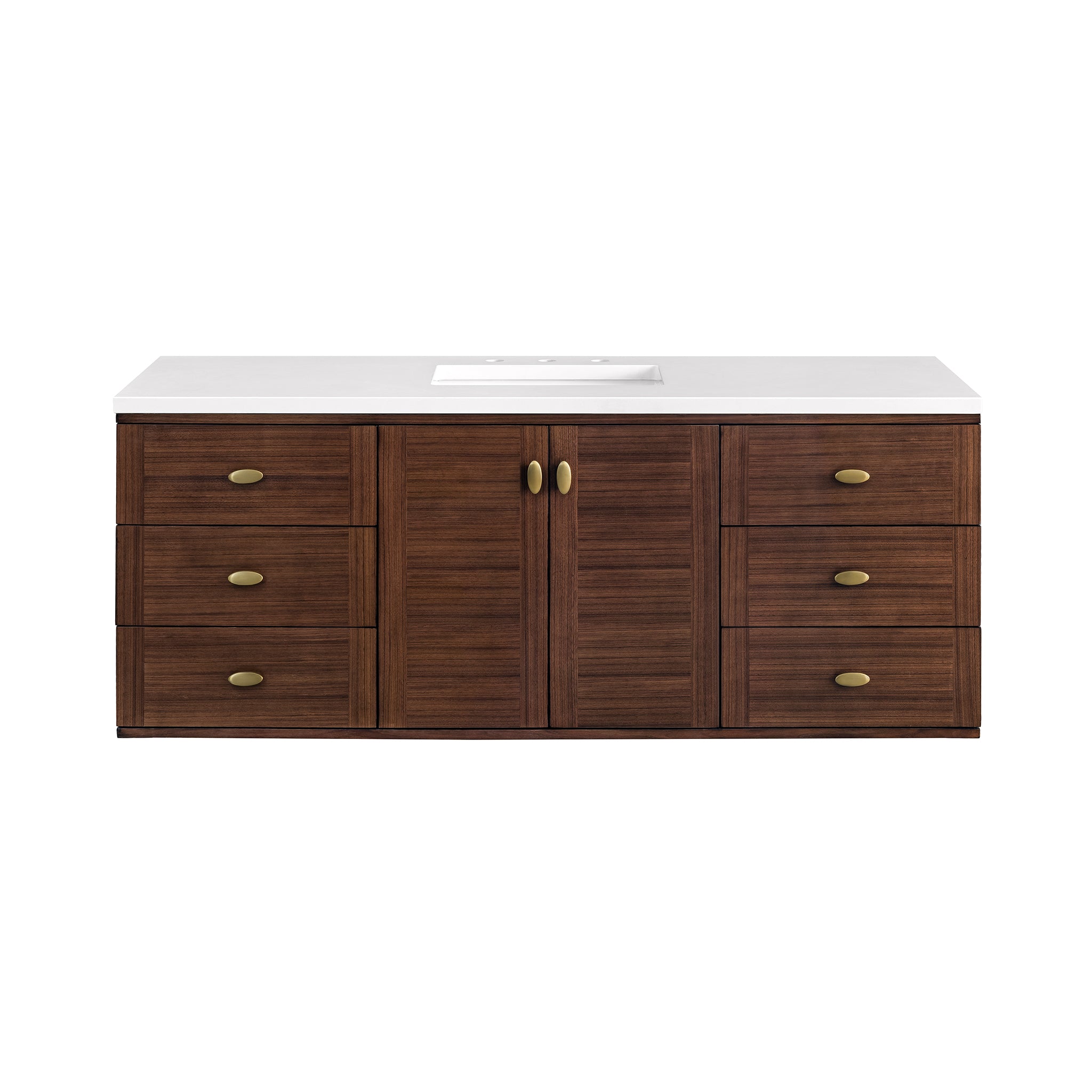 James Martin Amberly 60" Single Vanity in Mid-Century Walnut with 3cm Countertop