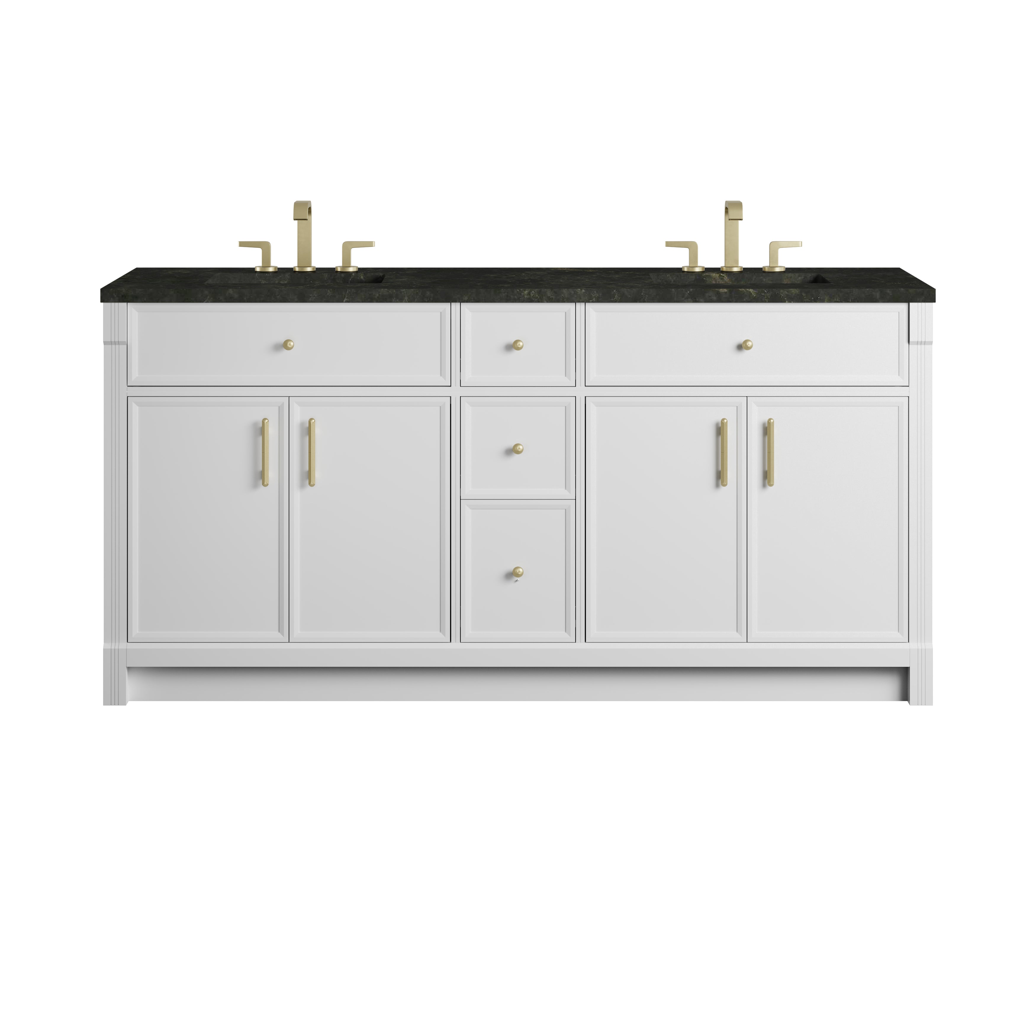 James Martin Bellshire 72" Double Vanity in Bright White with 3cm Countertop