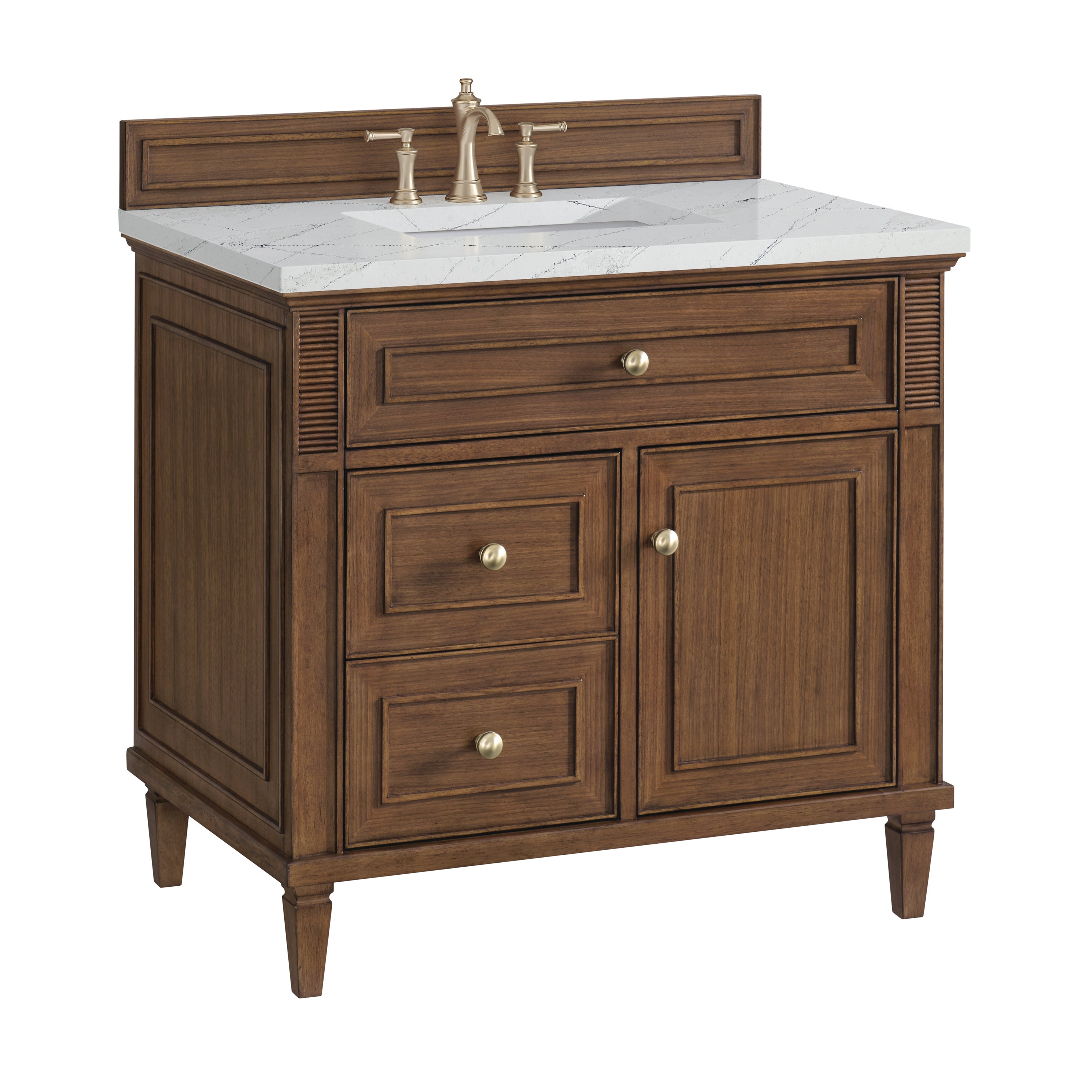 James Martin Lorelai 36" Single Vanity in Mid-Century Walnut with 3cm Countertop
