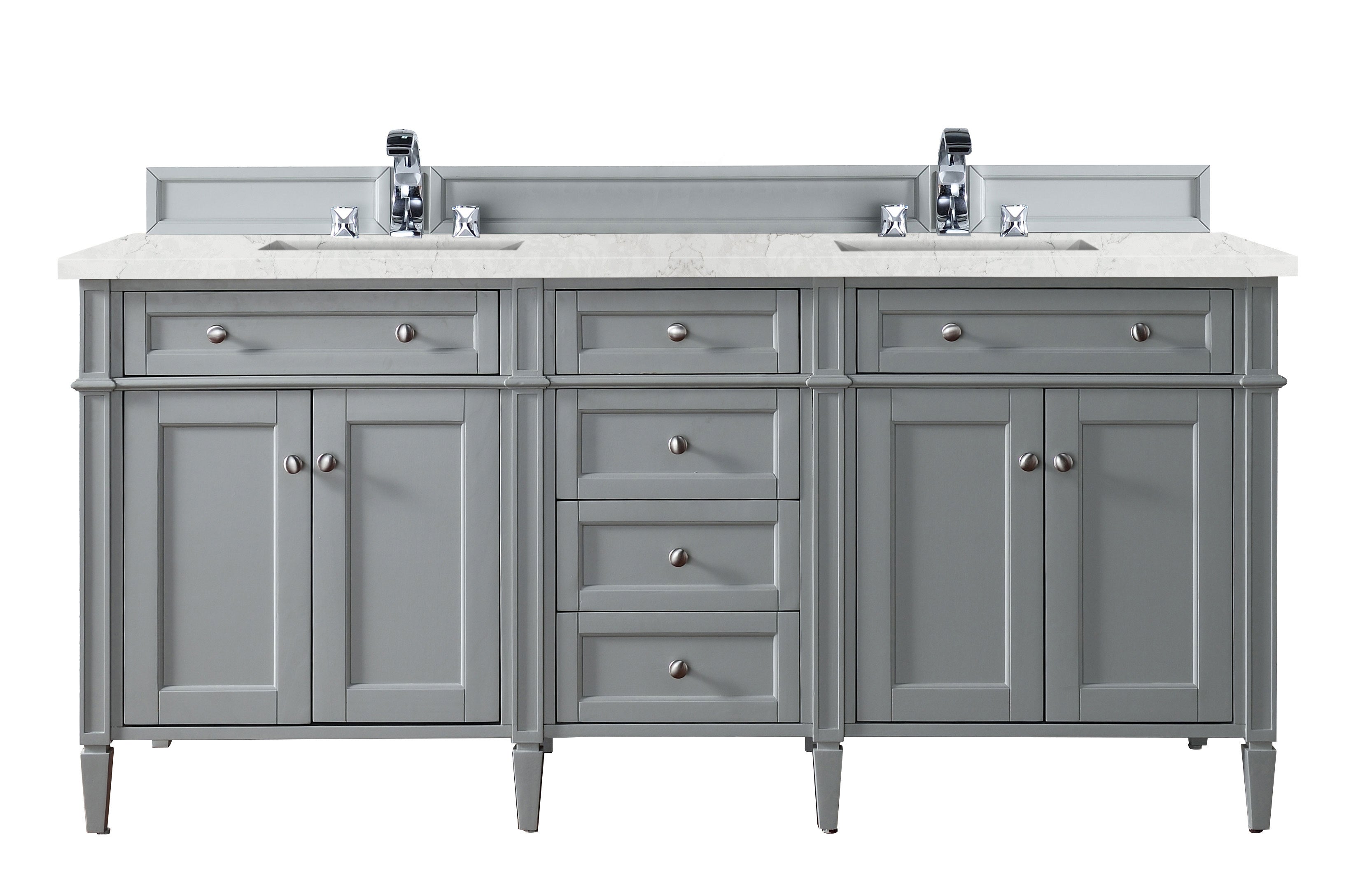 James Martin Brittany 72" Double Vanity in Urban Gray with 3cm Countertop and FreePower Wireless Charger
