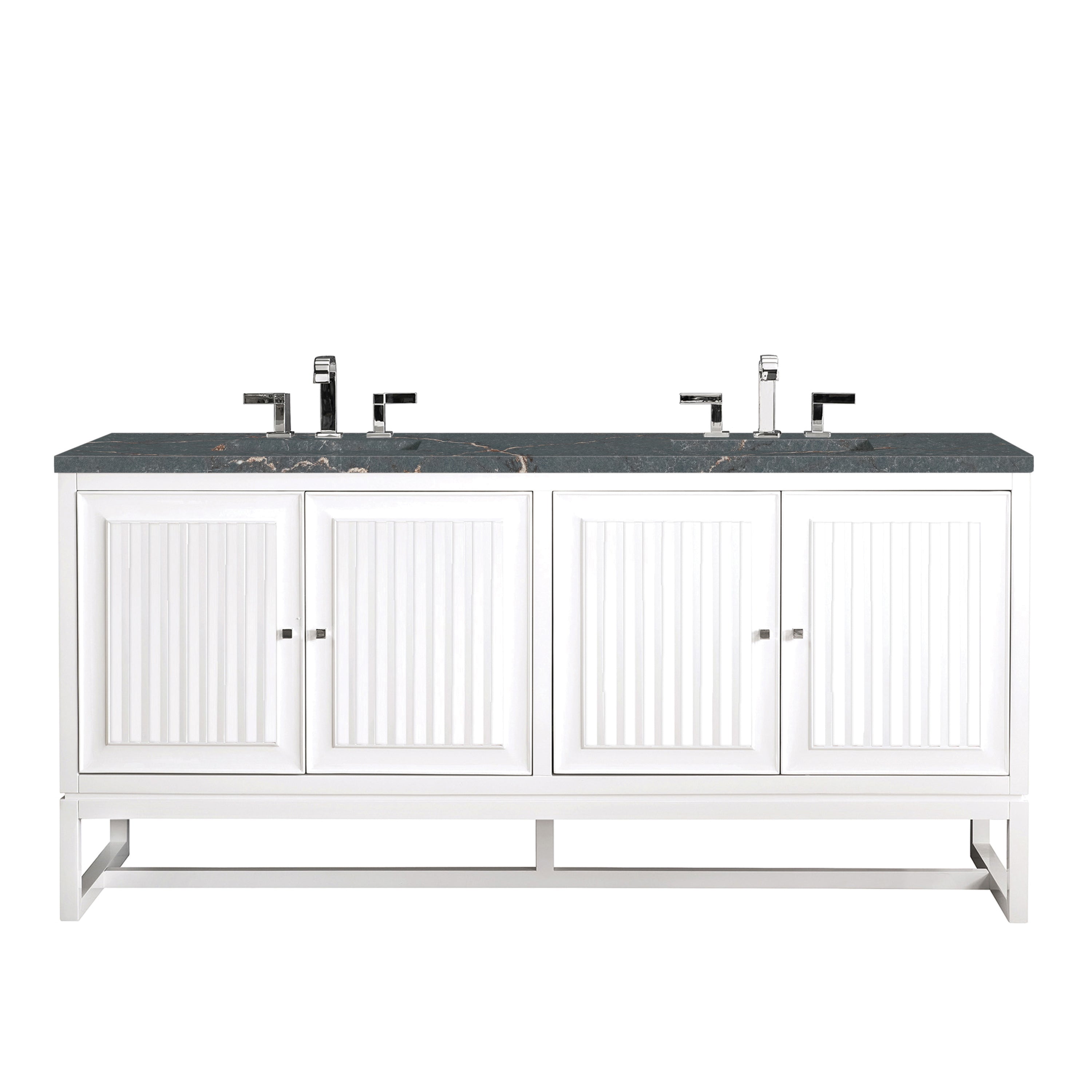 James Martin Athens 72" Double Vanity in Glossy White with 3cm Countertop