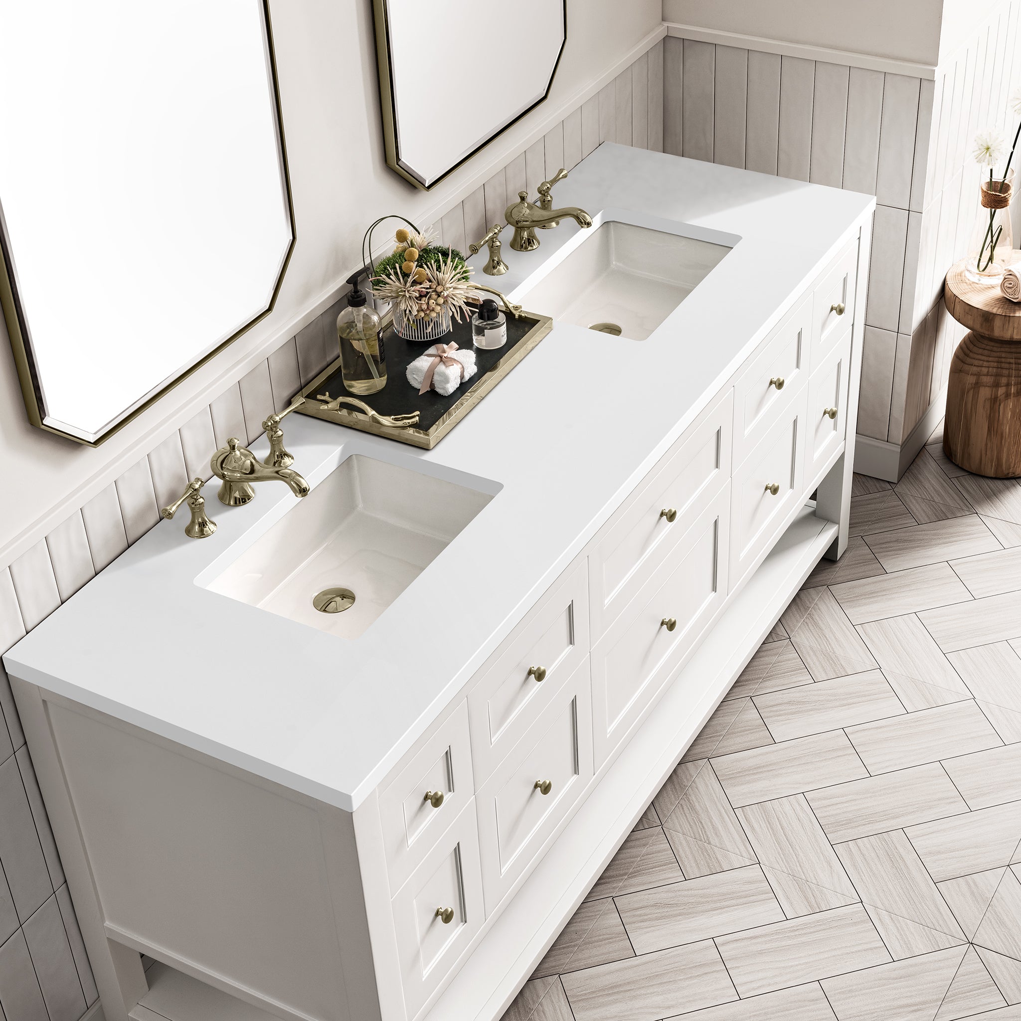James Martin Breckenridge 72" Double Vanity in Bright White with 3cm Countertop
