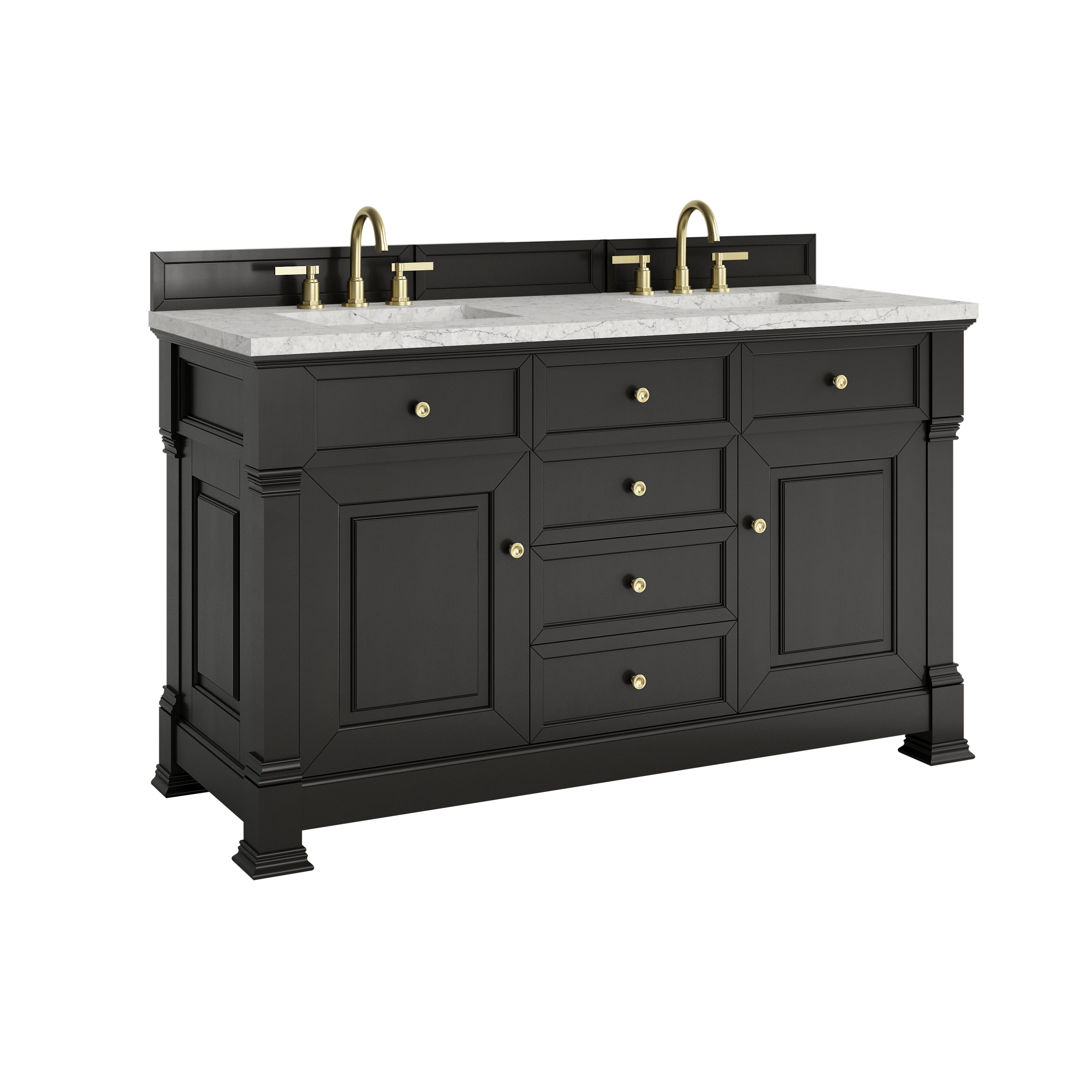 James Martin Brookfield 60" Double Vanity in Black Onyx with 3cm Countertop