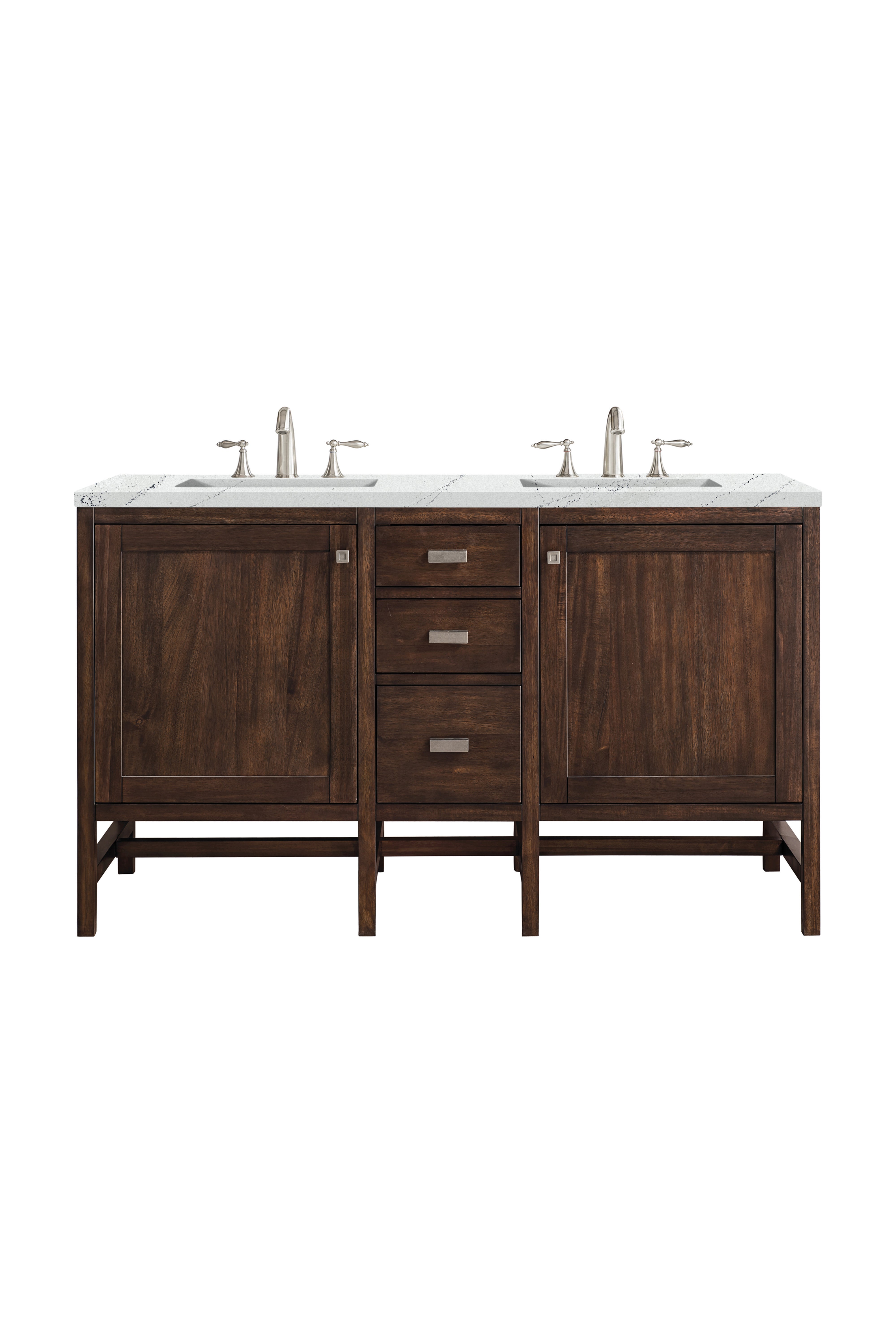 James Martin Addison 60" Double Vanity in Mid-Century Acacia with 3cm Countertop