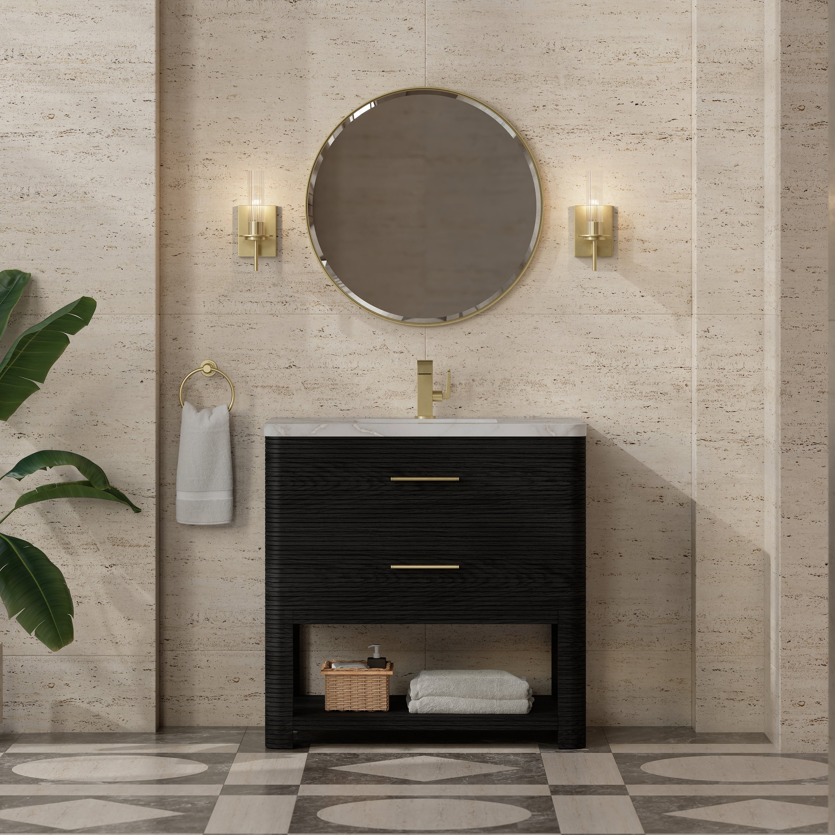 James Martin Lucian 36" Single Vanity in Carbon Oak with 3cm Countertop
