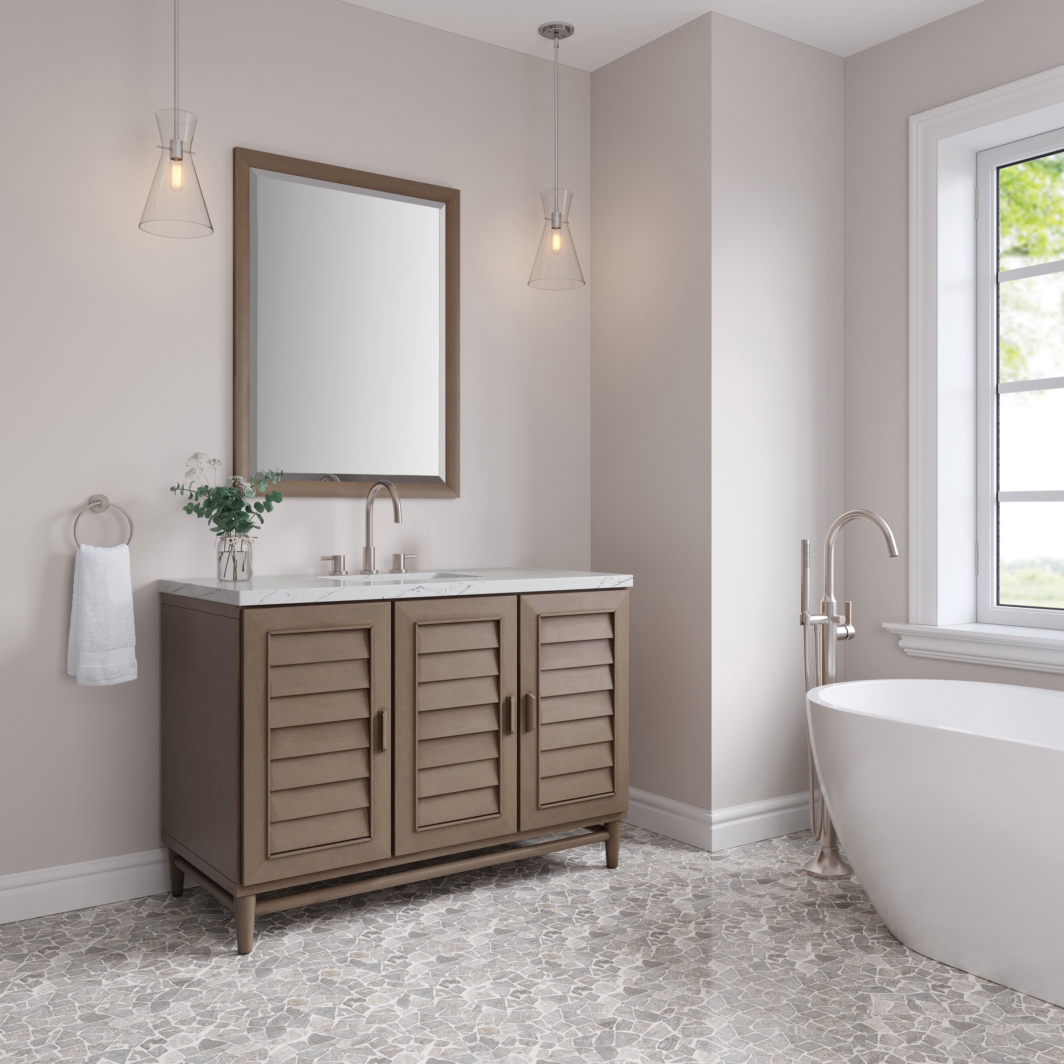 James Martin Portland 48" Single Vanity in Whitewashed Walnut with 3cm Countertop