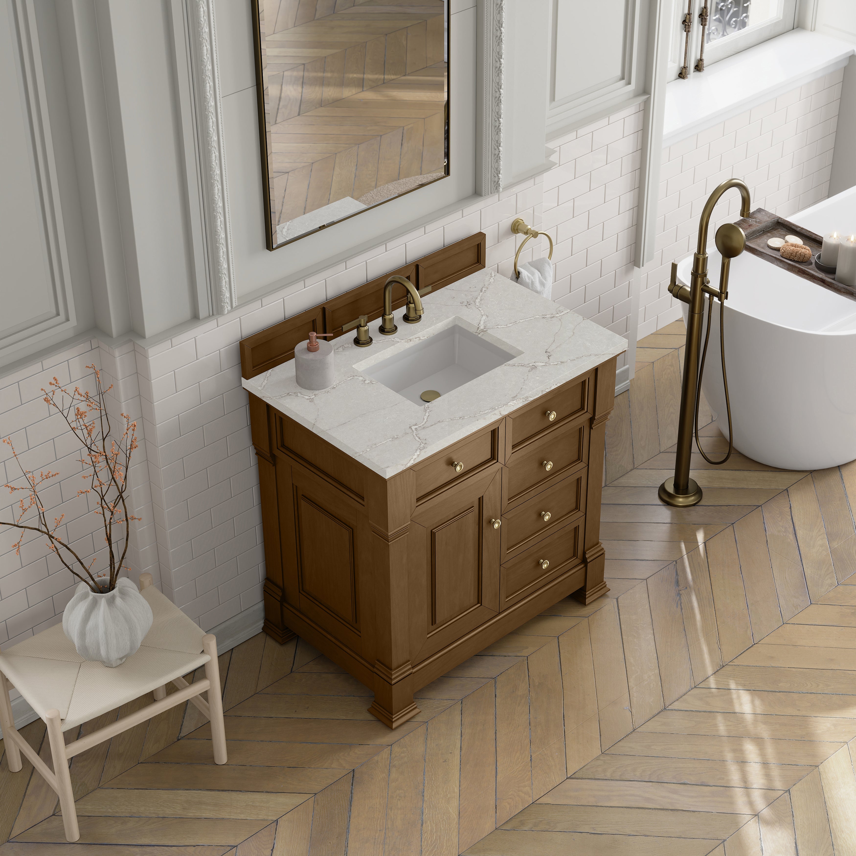 James Martin Brookfield 36" Single Vanity in Honey Oak with 3cm Countertop