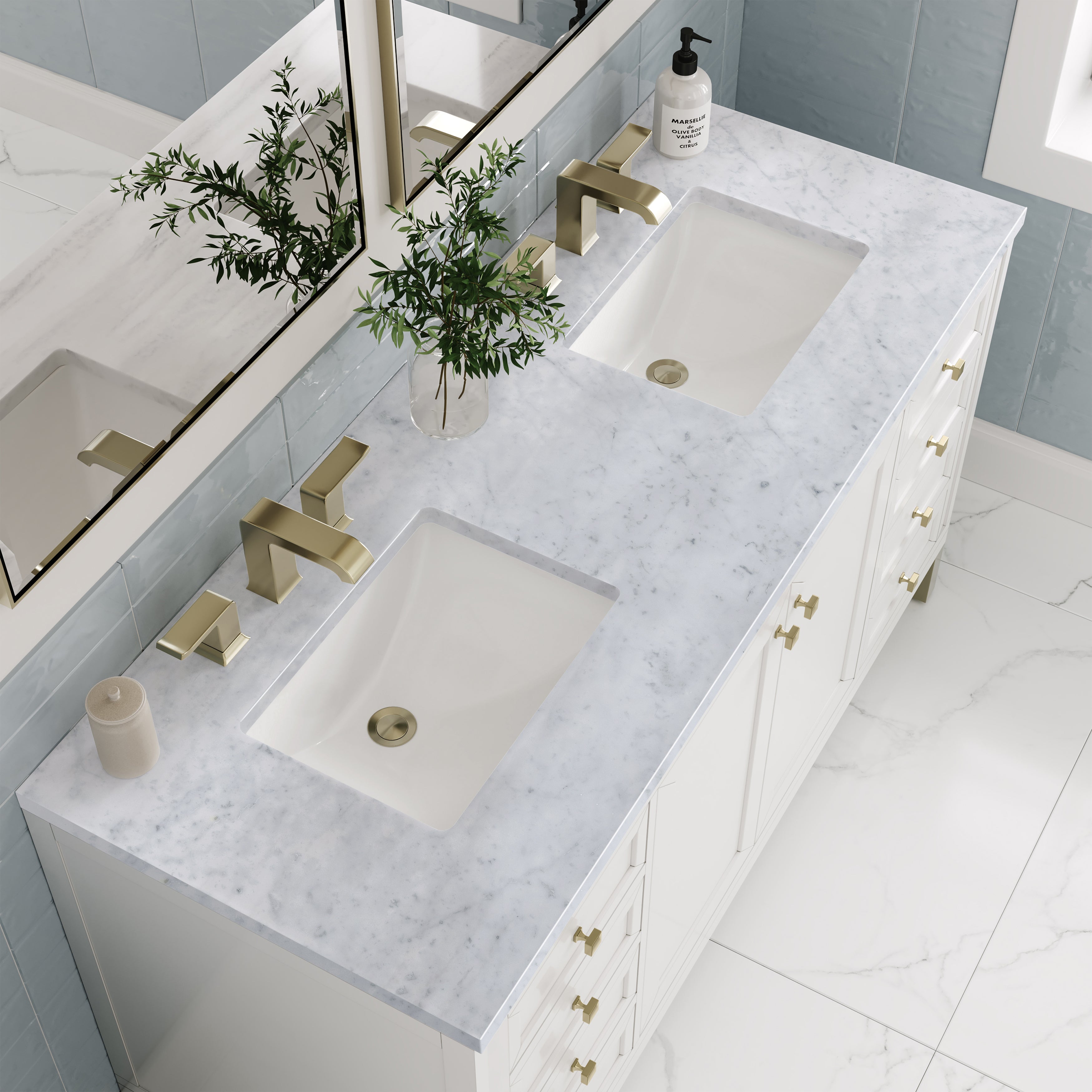 James Martin Chicago 60" Double Vanity in Glossy White with 3cm Countertop