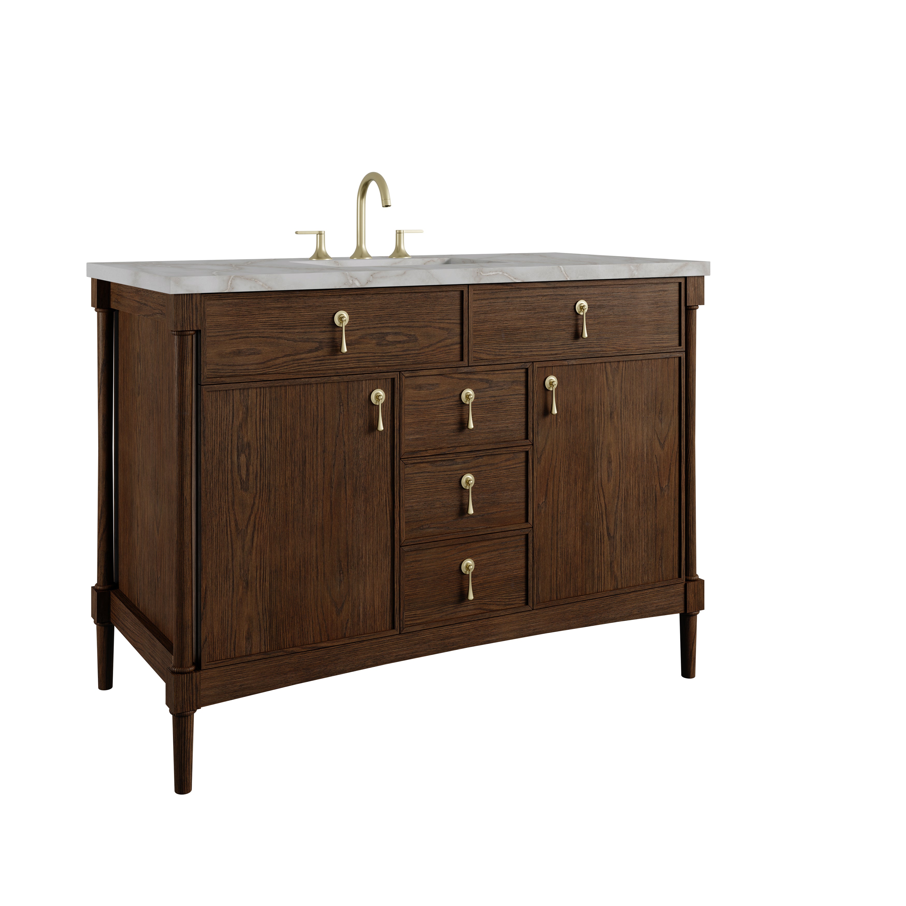 James Martin Kinnsden 48" Single Vanity in Sable Oak with 3cm Countertop and FreePower Wireless Charger