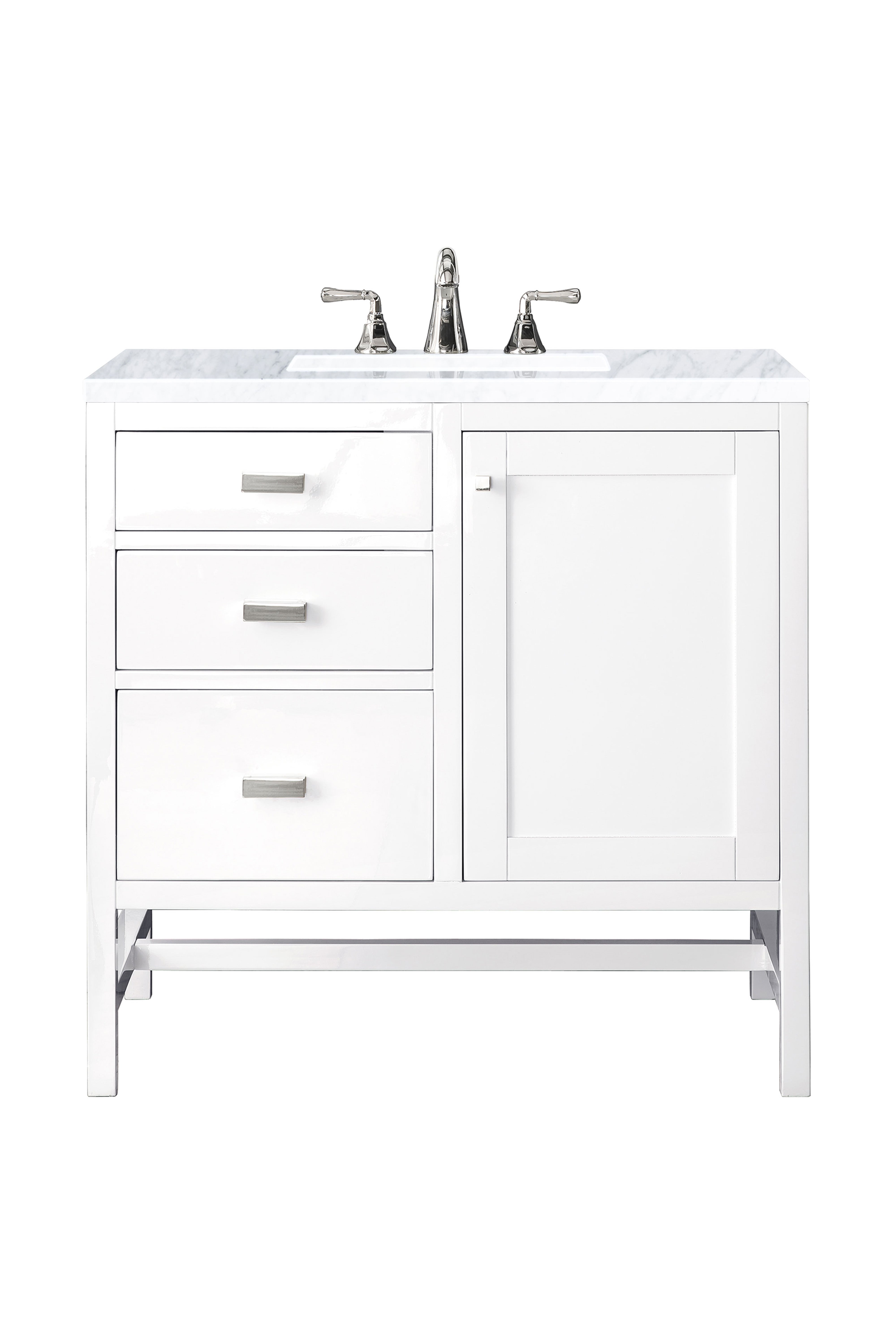 James Martin Addison 36" Single Vanity in Glossy White with 3cm Countertop