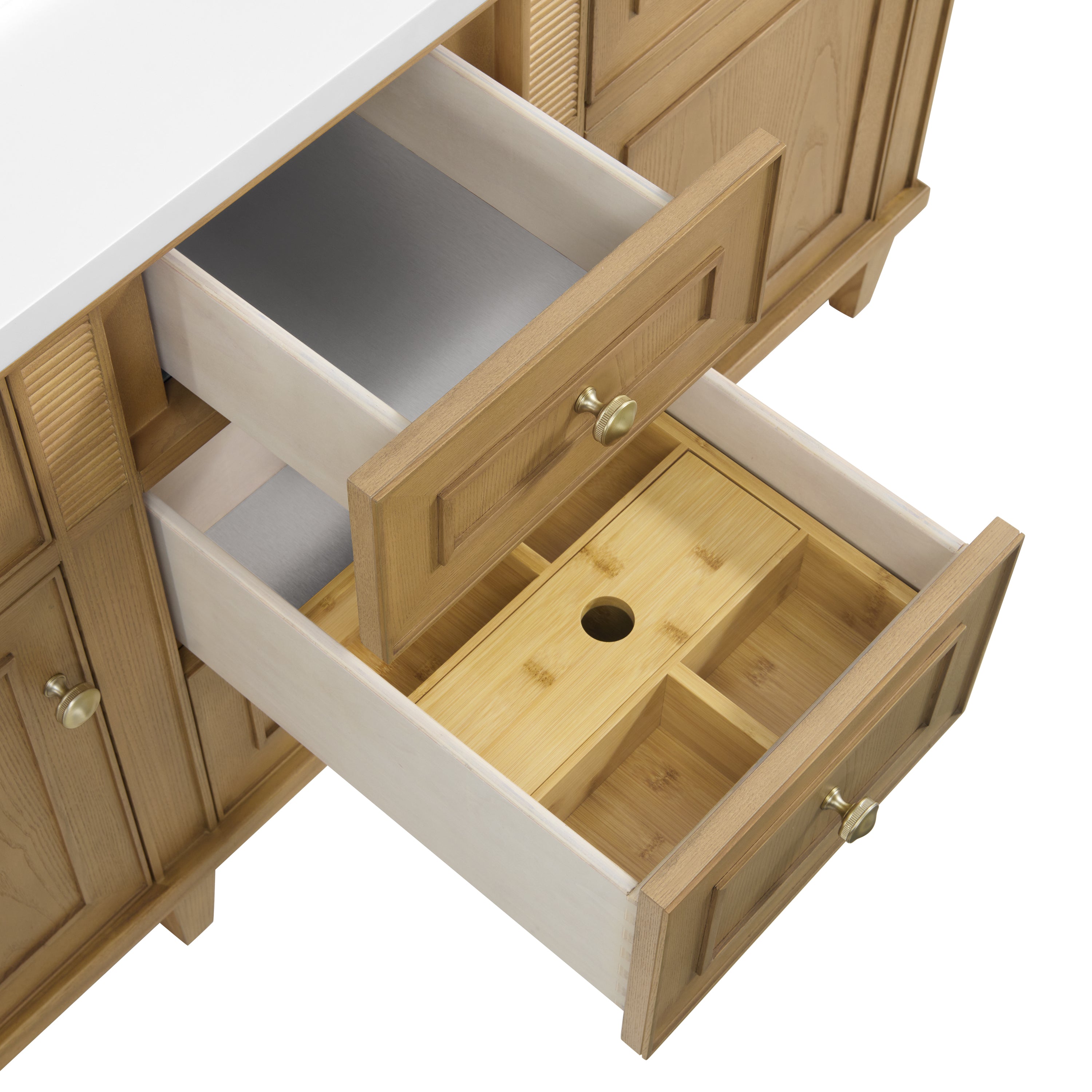 James Martin Lorelai 60" Double Vanity in Light Natural Oak with 3cm Countertop and FreePower Wireless Charger