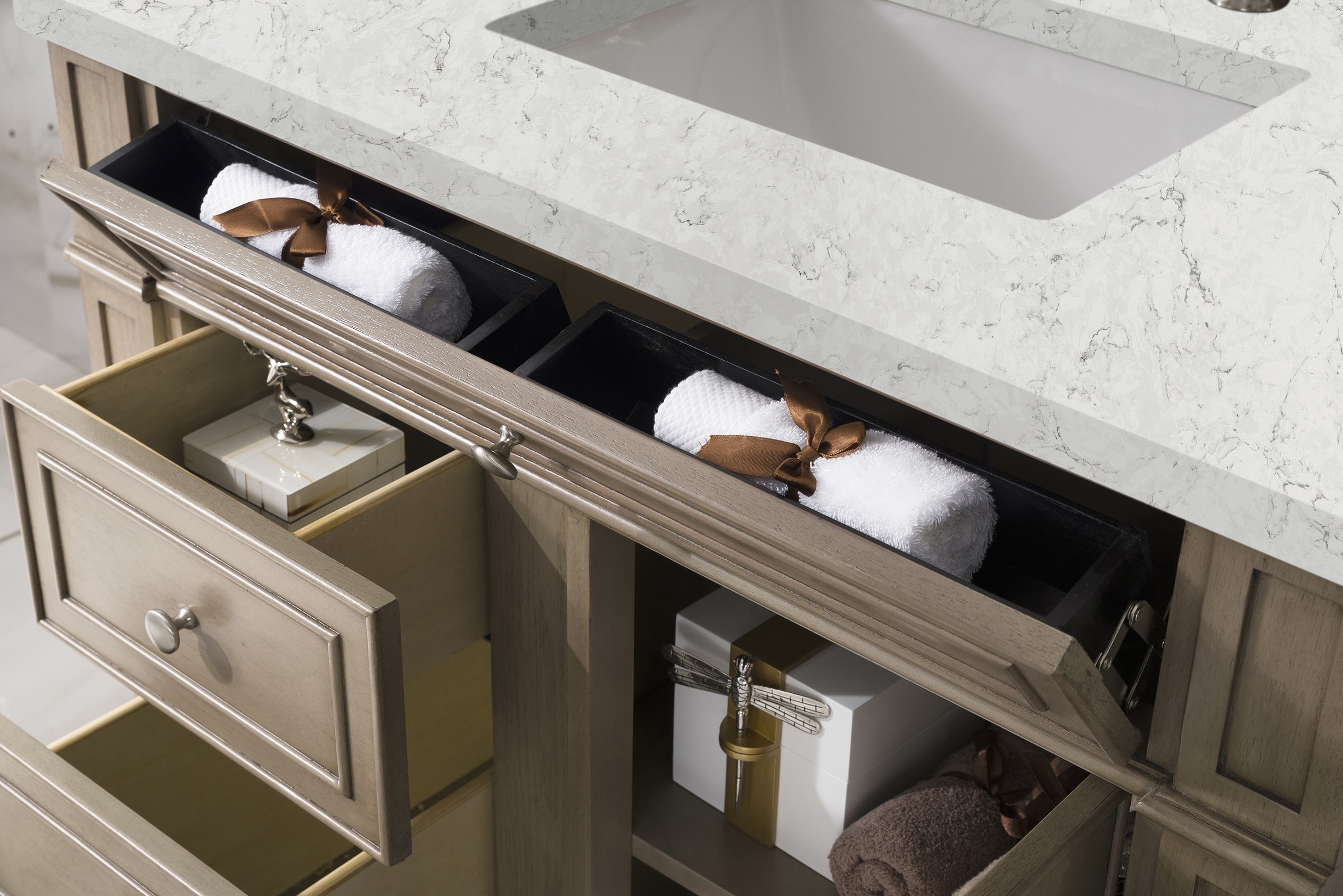 James Martin Bristol 36" Single Vanity in Whitewashed Walnut with 3cm Countertop