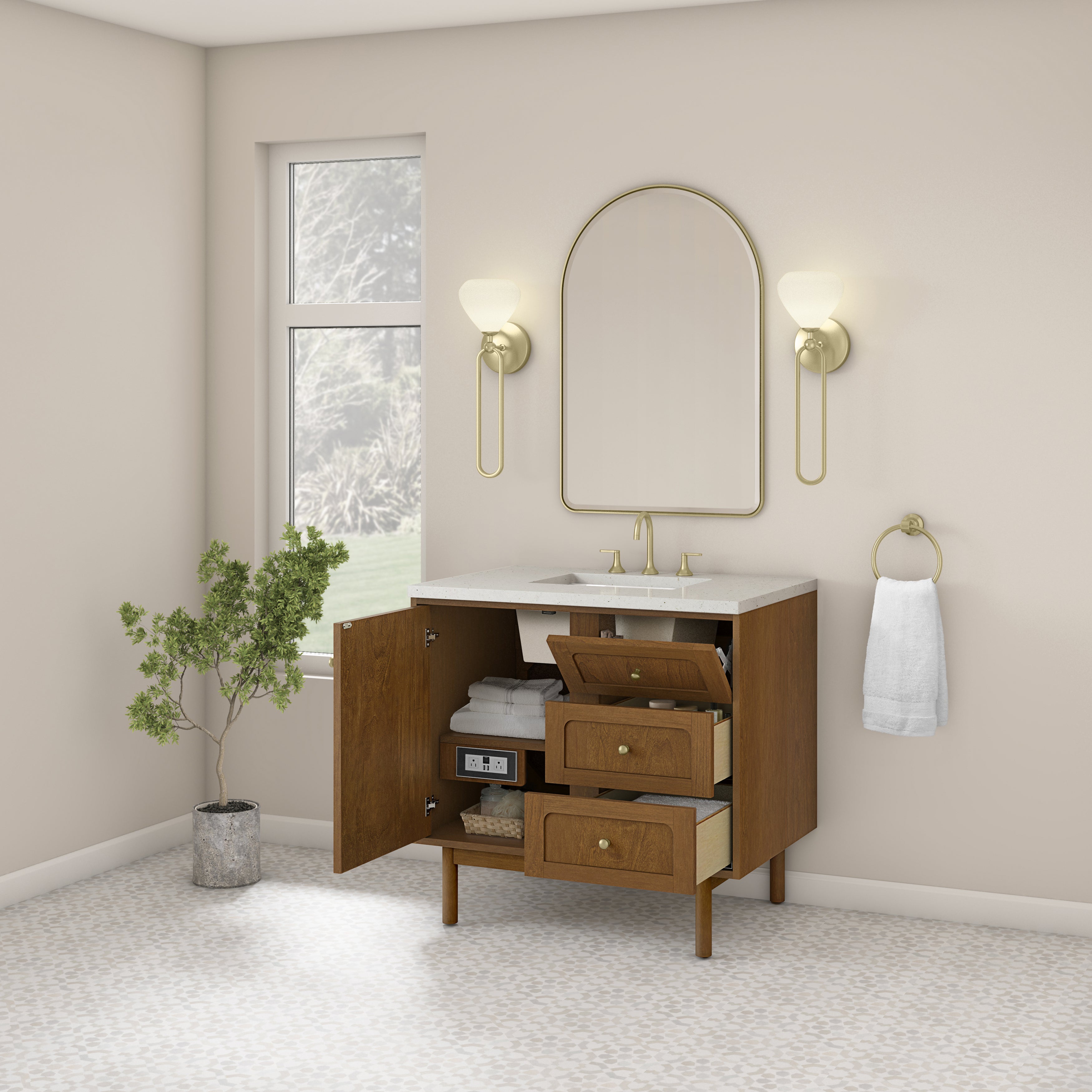James Martin Laurent 36" Single Vanity in Honey Oak with 3cm Countertop