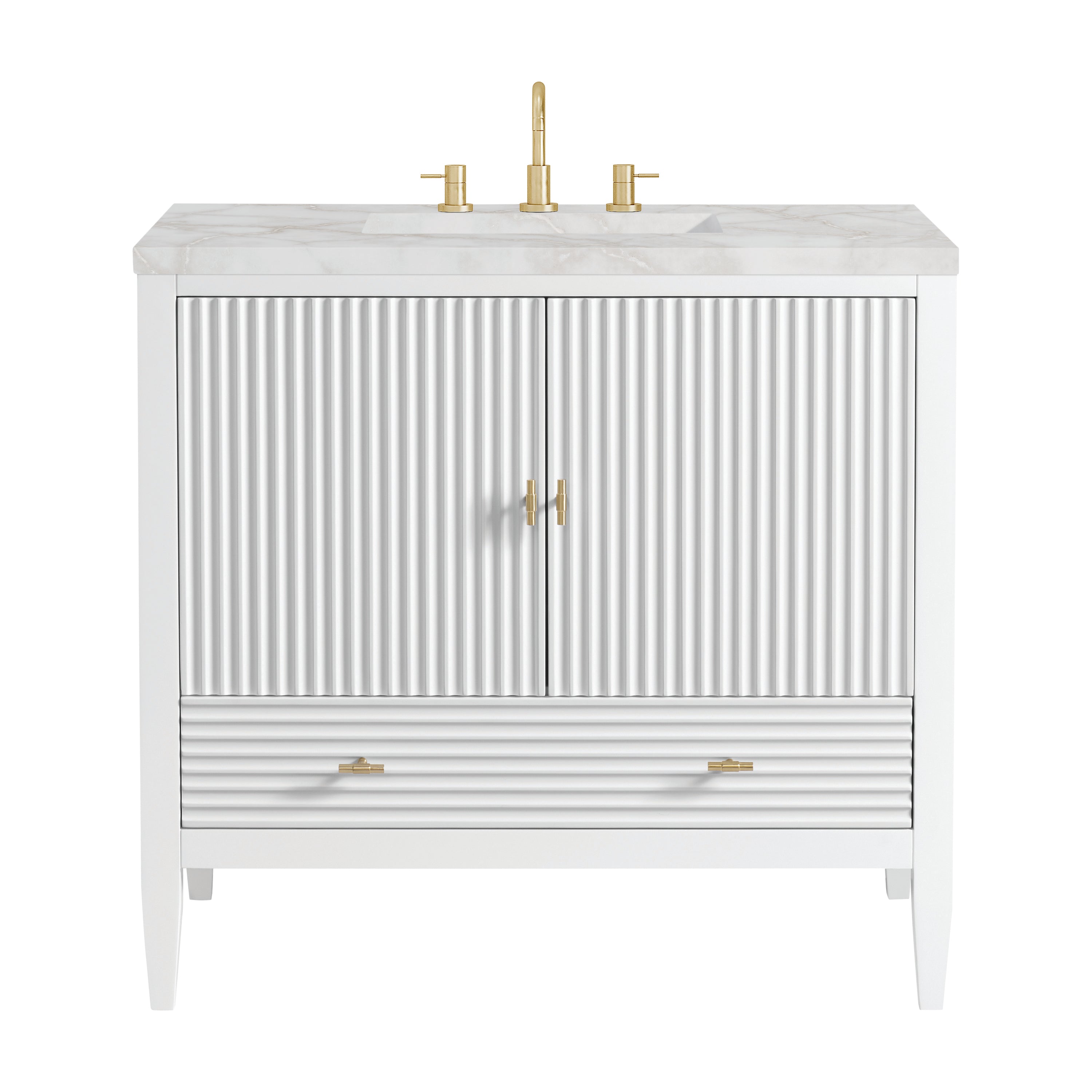 James Martin Myrrin 36" Vanity in Bright White with 3cm Countertop