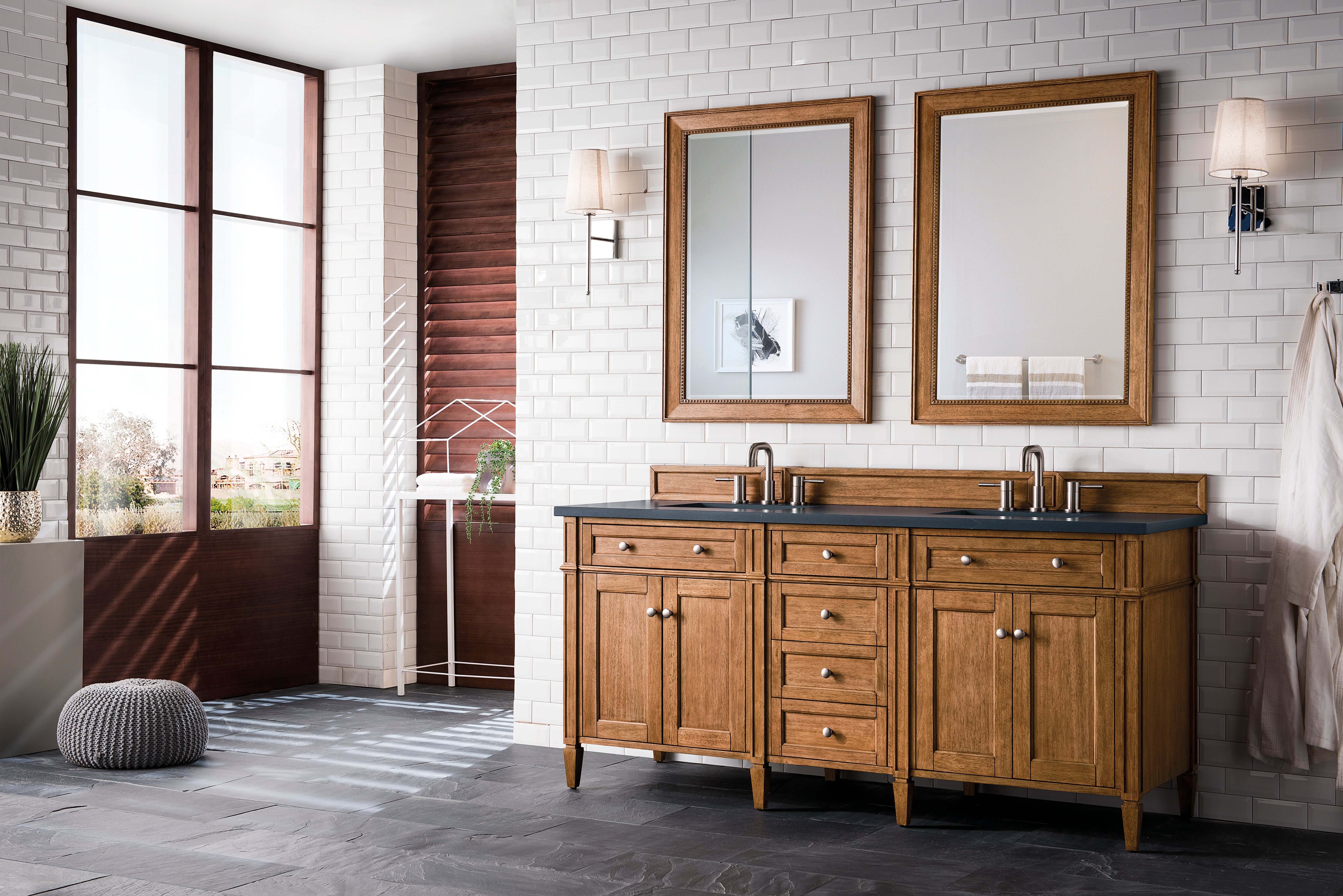 James Martin Brittany 72" Double Vanity in Saddle Brown with 3cm Countertop