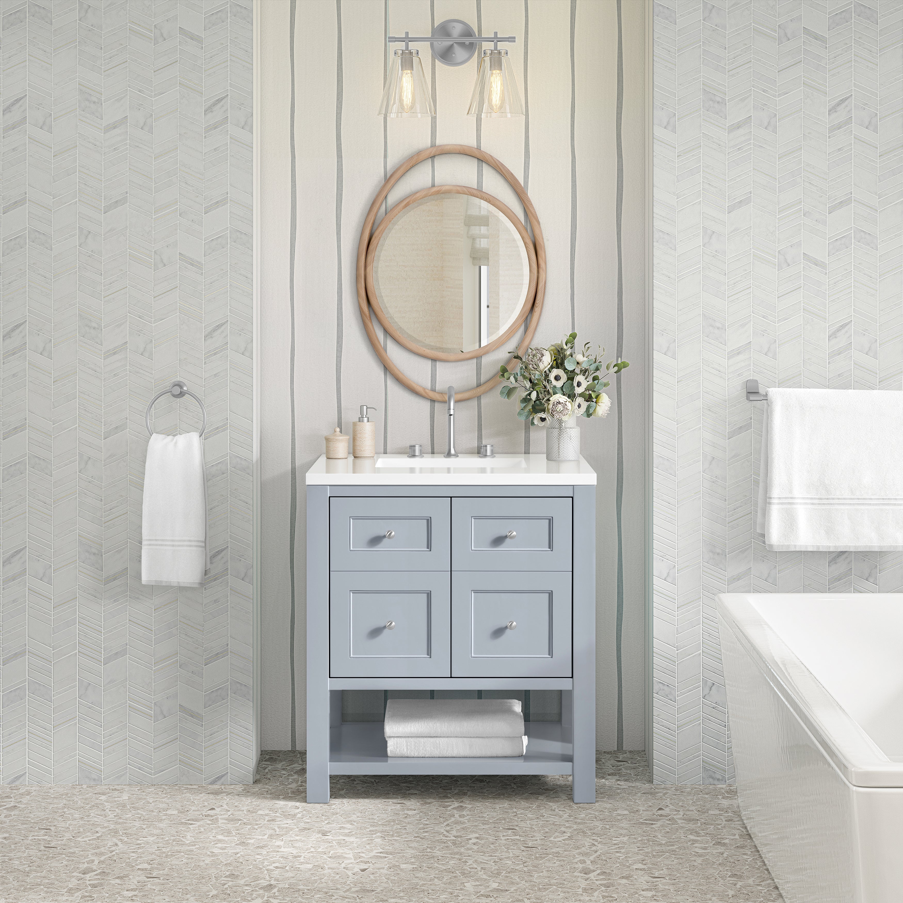 James Martin Breckenridge 30" Single in Serenity Blue with 3cm Countertop