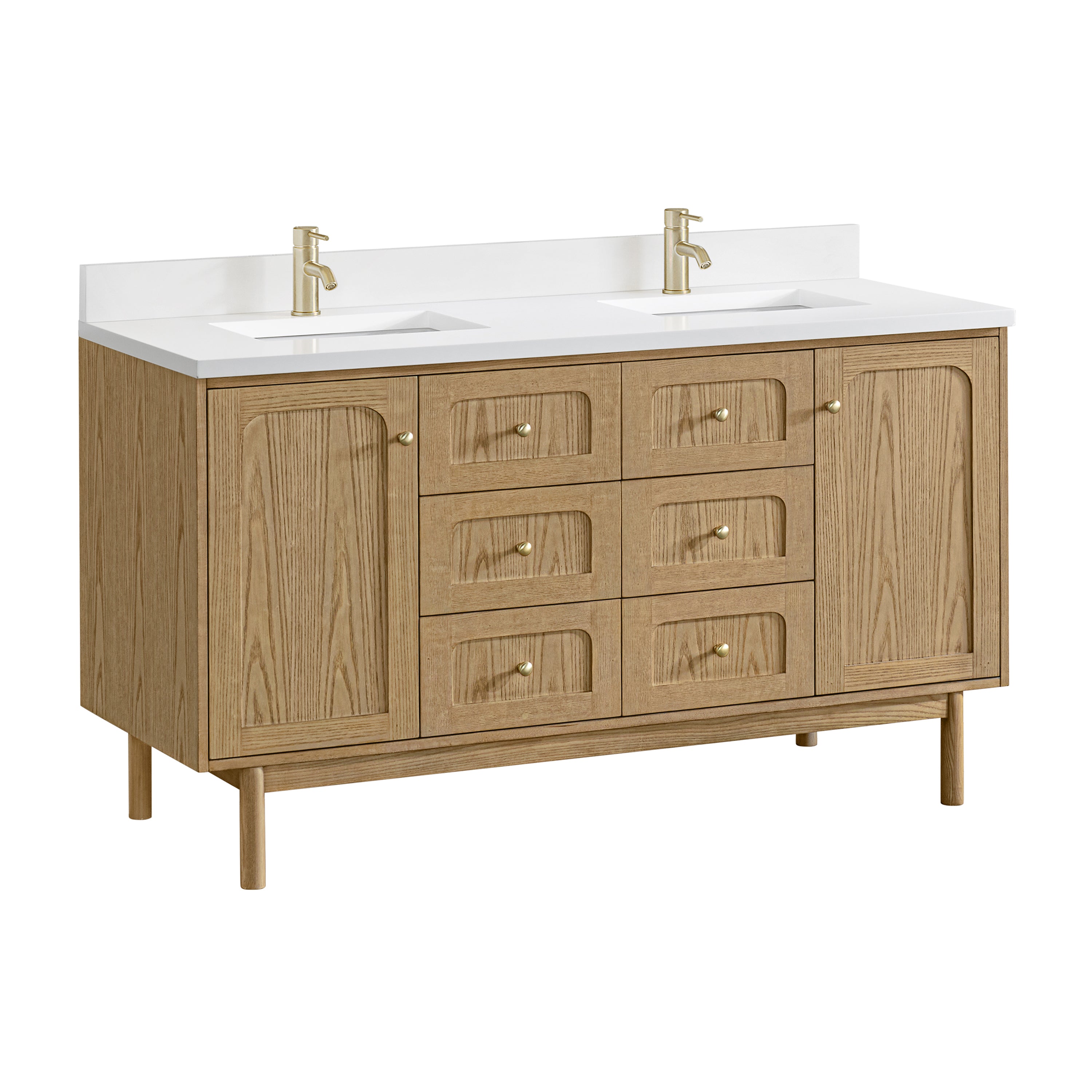 James Martin Laurent 60" Double Vanity in Light Natural Oak with 3cm Countertop