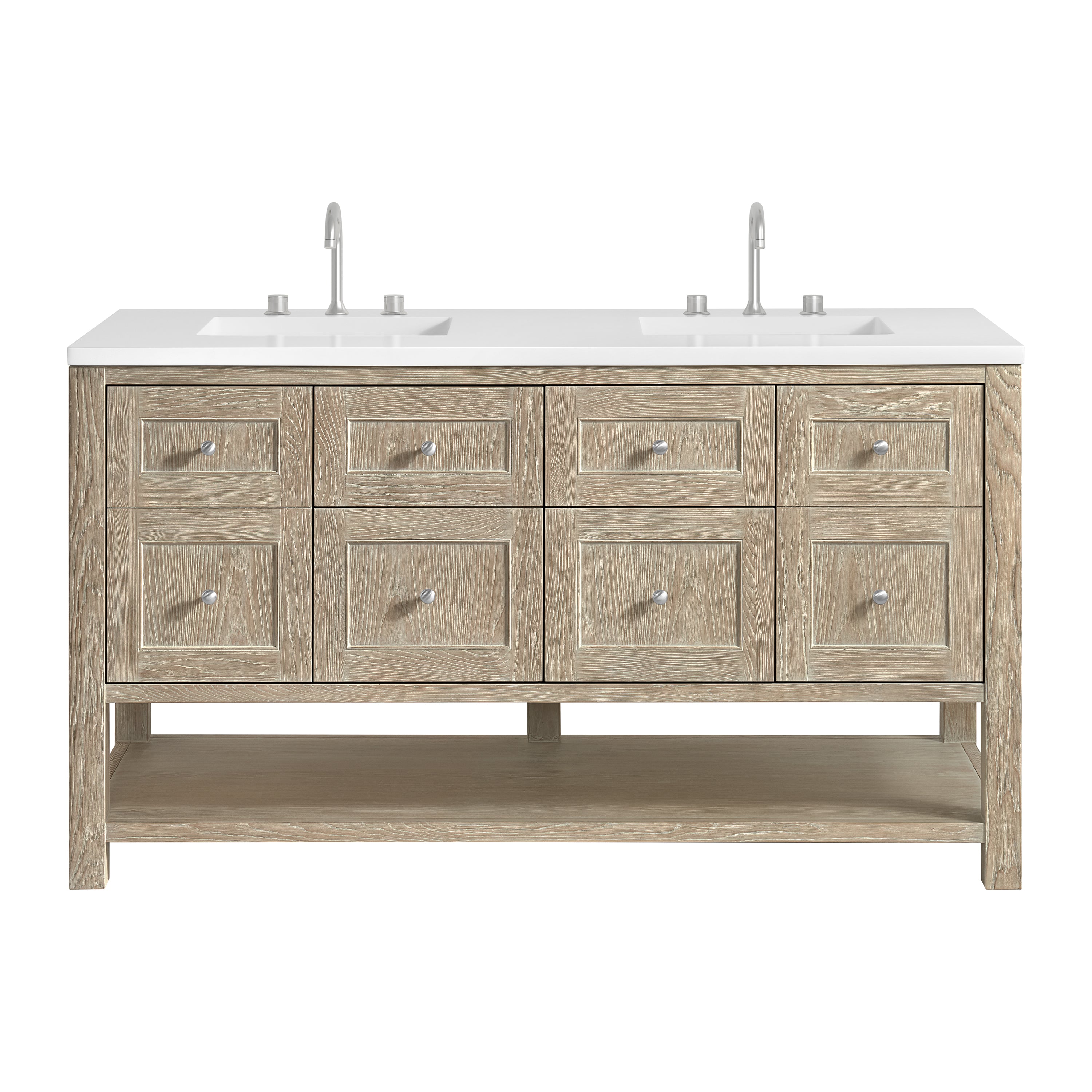 James Martin Breckenridge 60" Double Vanity in Whitewashed Oak with 3cm Countertop