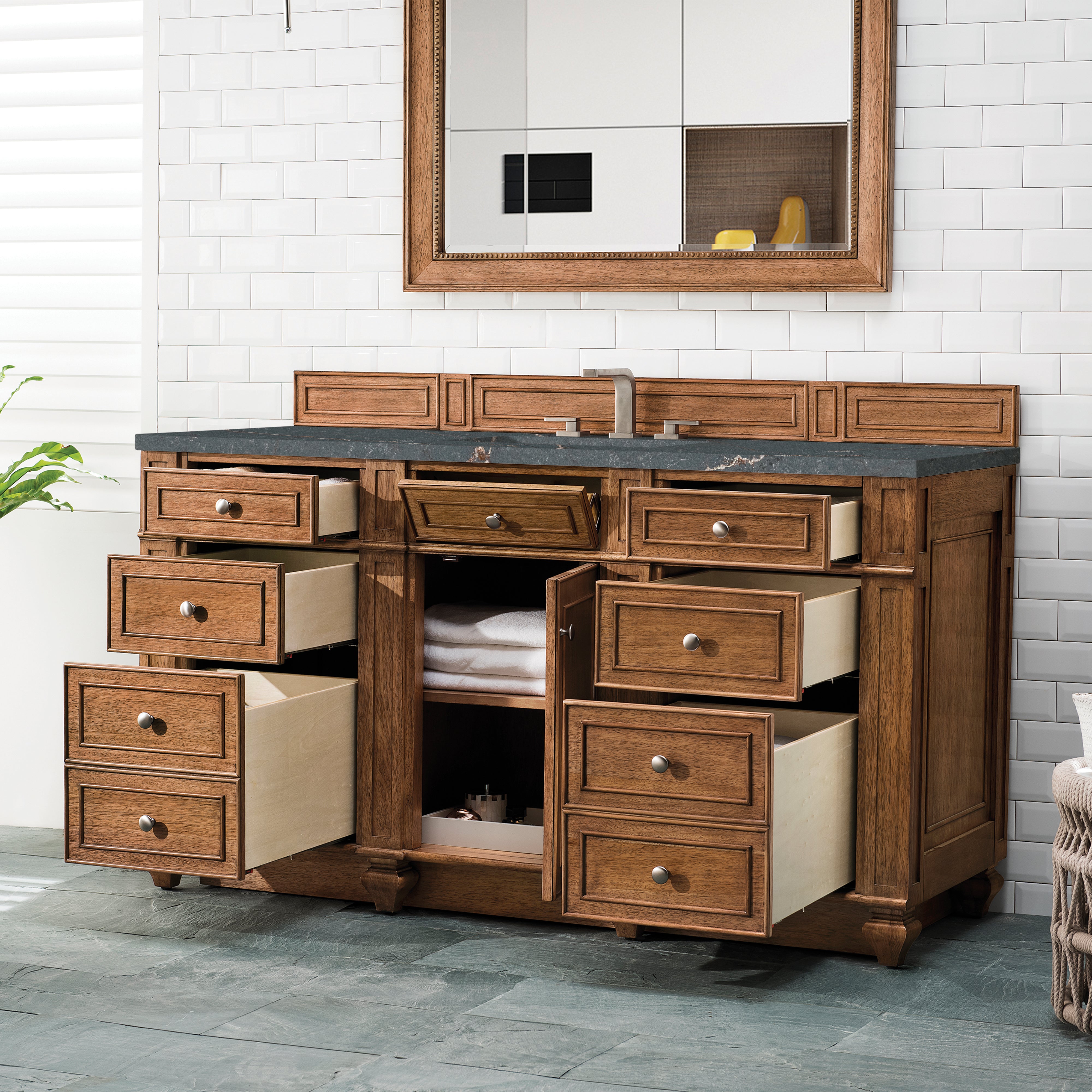James Martin Bristol 60" Single Vanity in Saddle Brown with 3cm Countertop