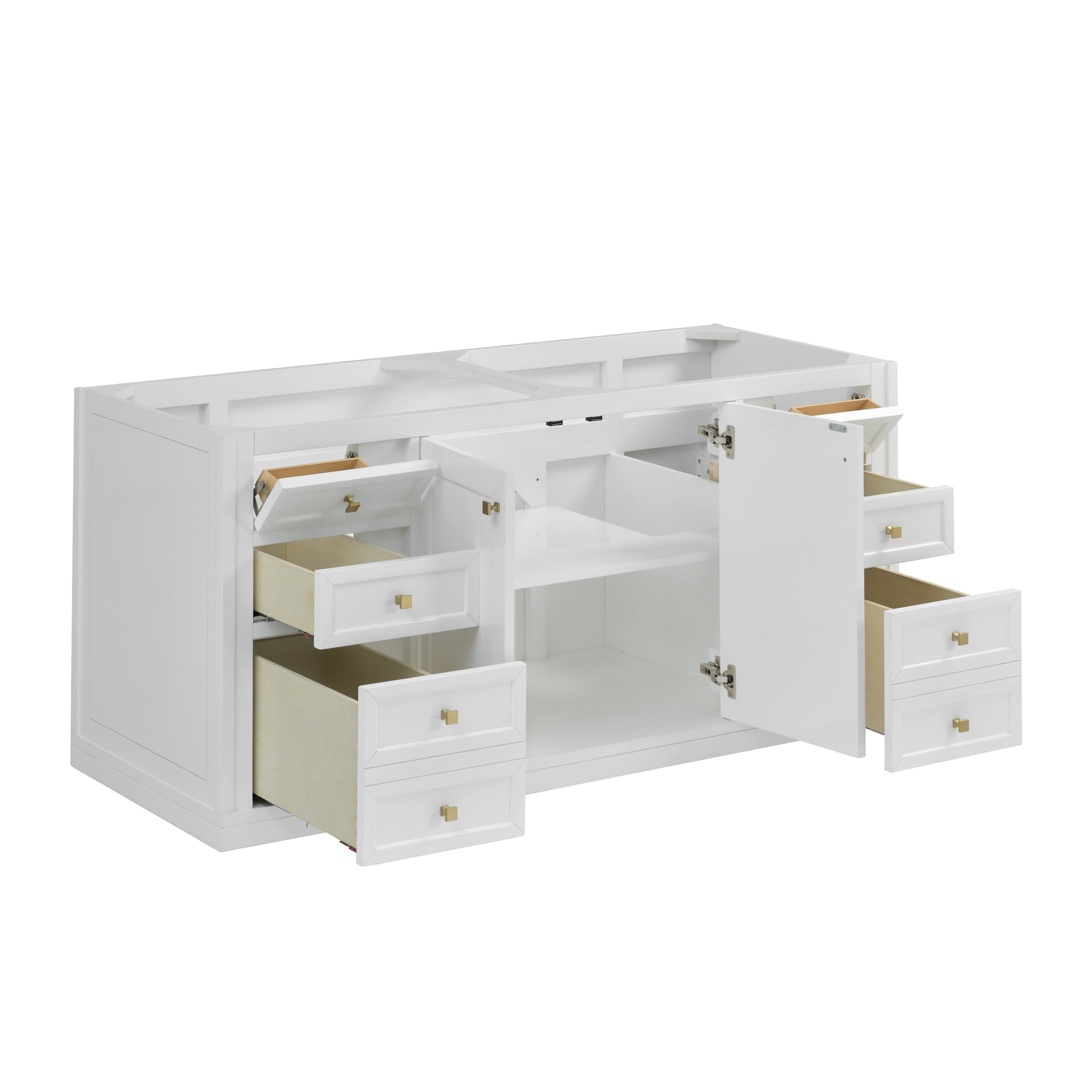 James Martin Chicago 60" Double Vanity in Glossy White with 3cm Countertop and FreePower Wireless Charger