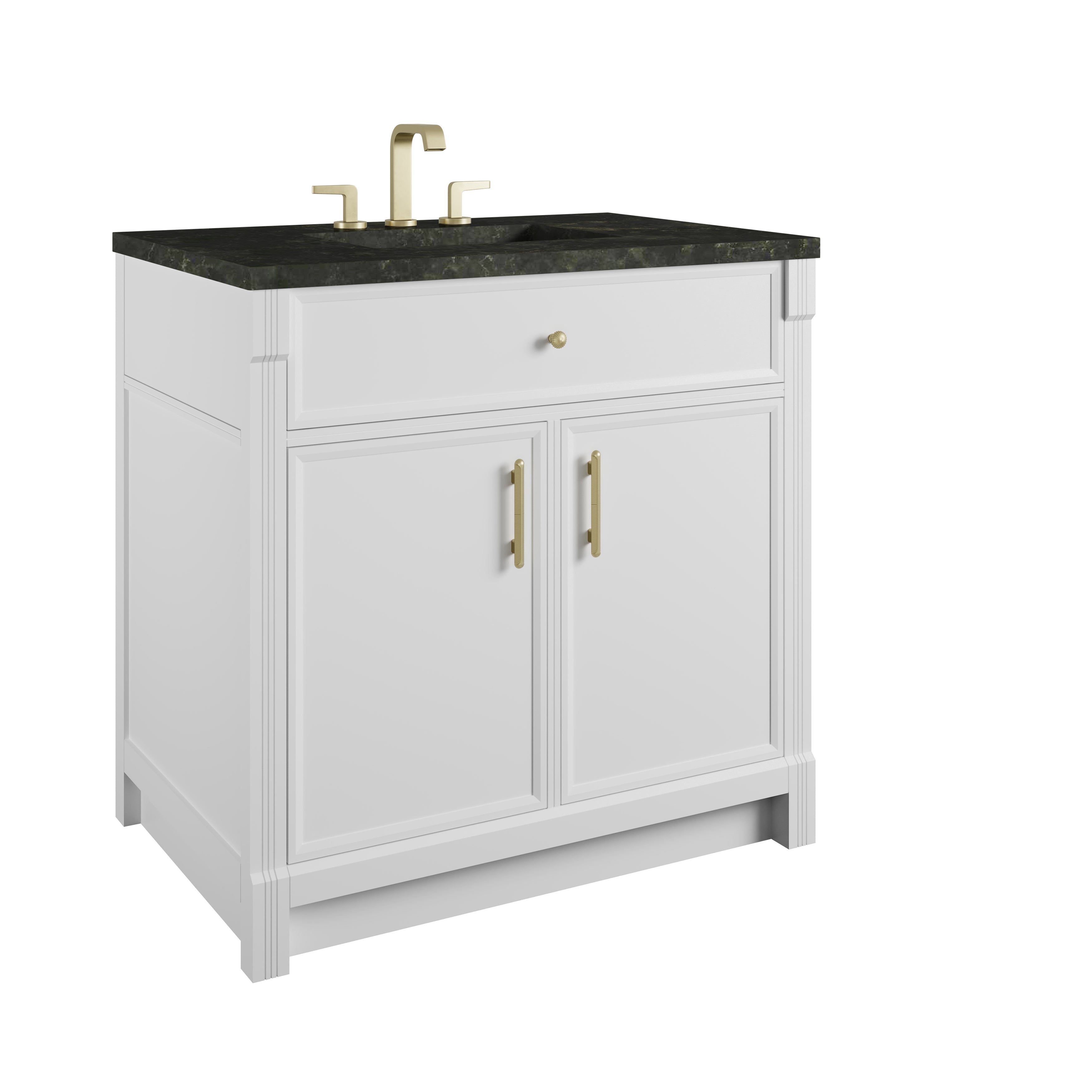James Martin Bellshire 36" Single Vanity in Bright White with 3cm Countertop