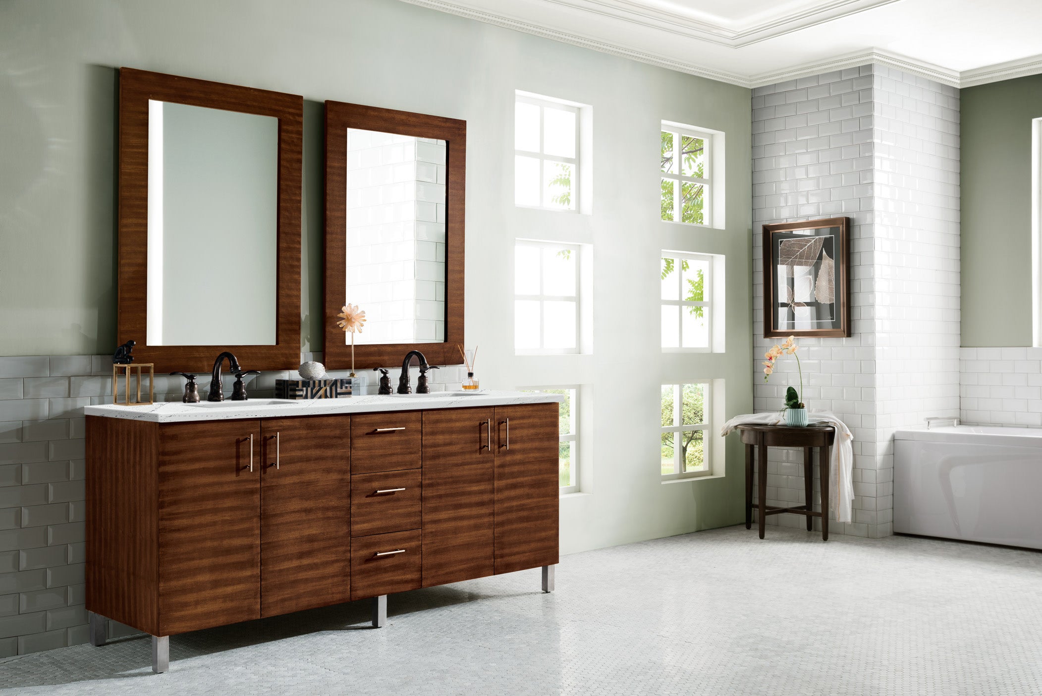 James Martin Metropolitan 72" Double Vanity in American Walnut with 3cm Countertop