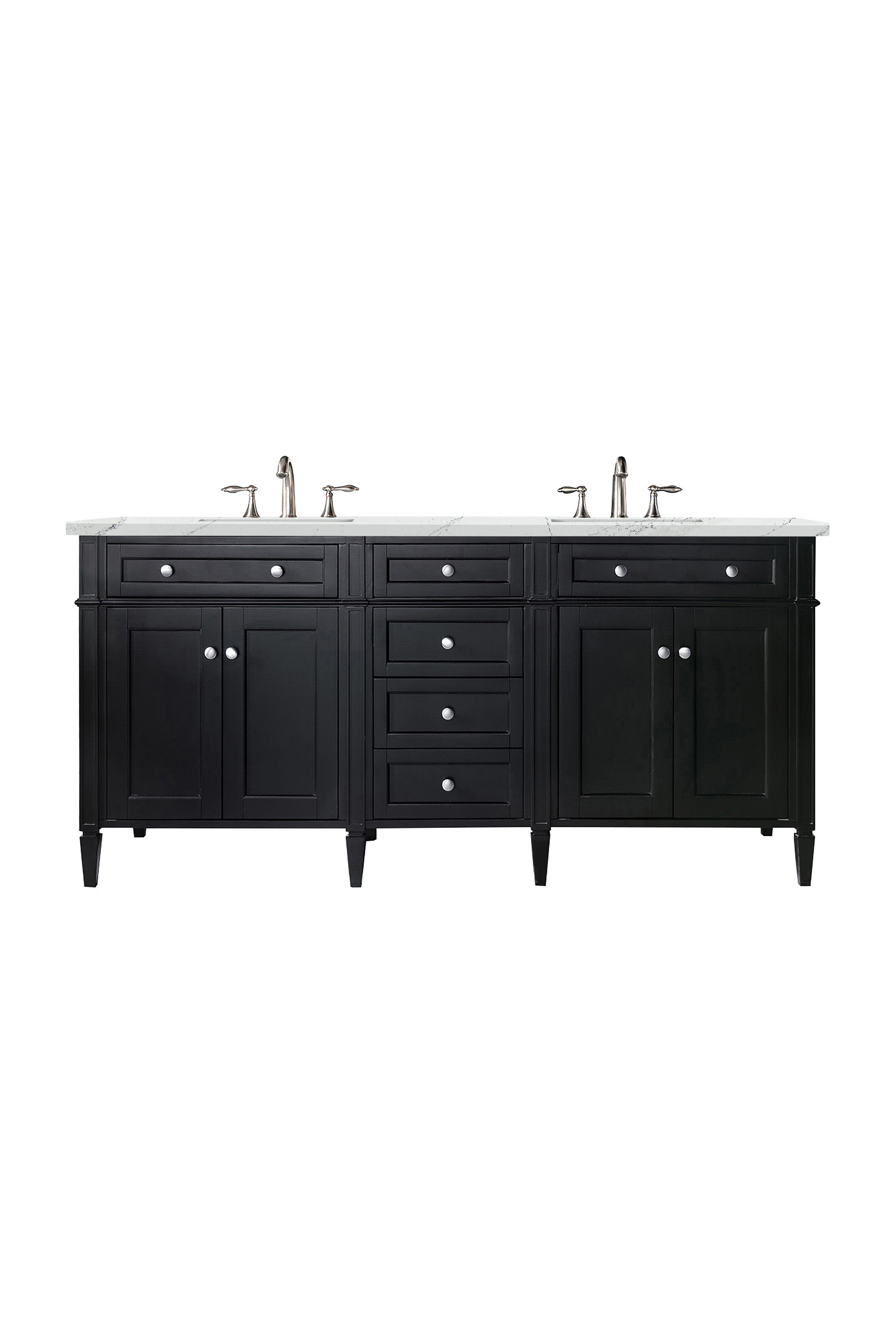 James Martin Brittany 72" Double Vanity in Black Onyx with 3cm Countertop