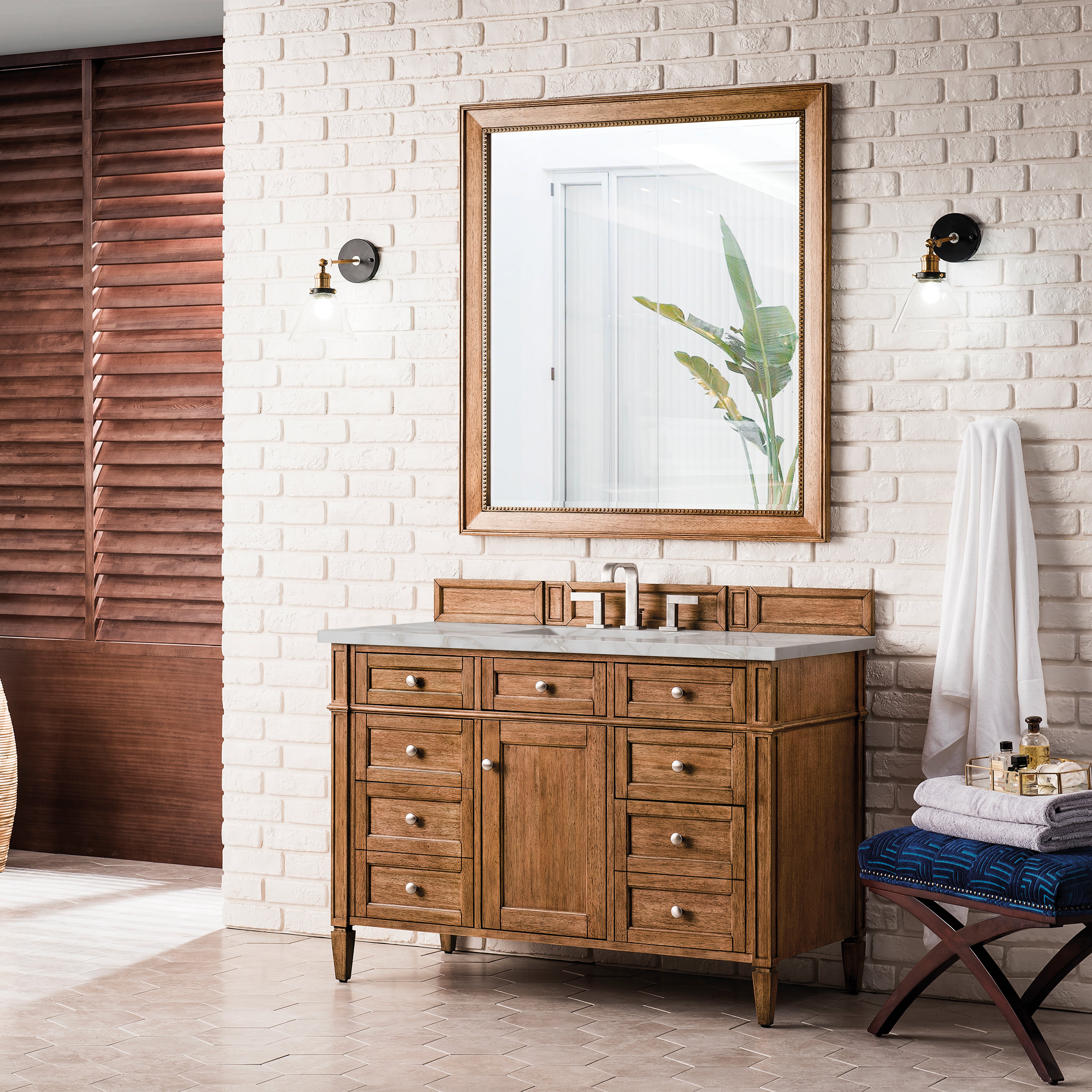 James Martin Brittany 48" Single Vanity in Saddle Brown with with 3cm Countertop