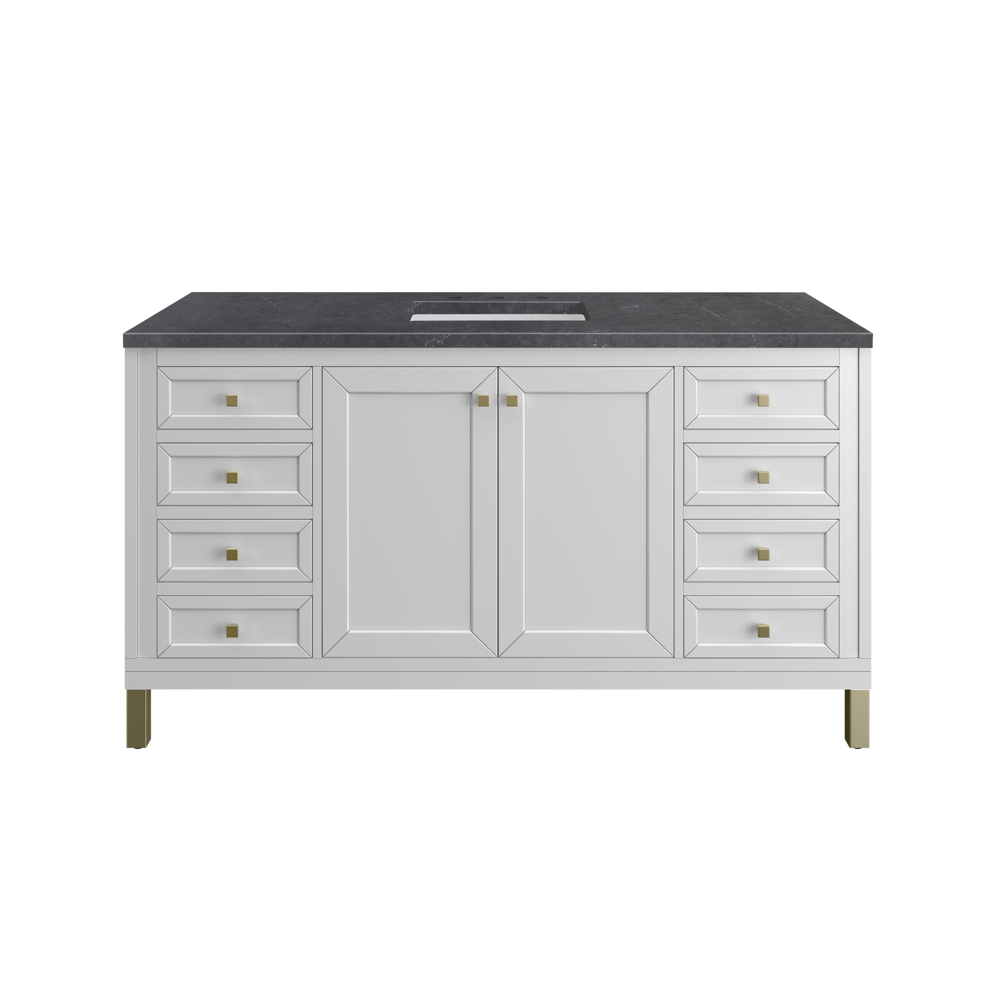 James Martin Chicago 60" Single Vanity in Glossy White with 3cm Countertop