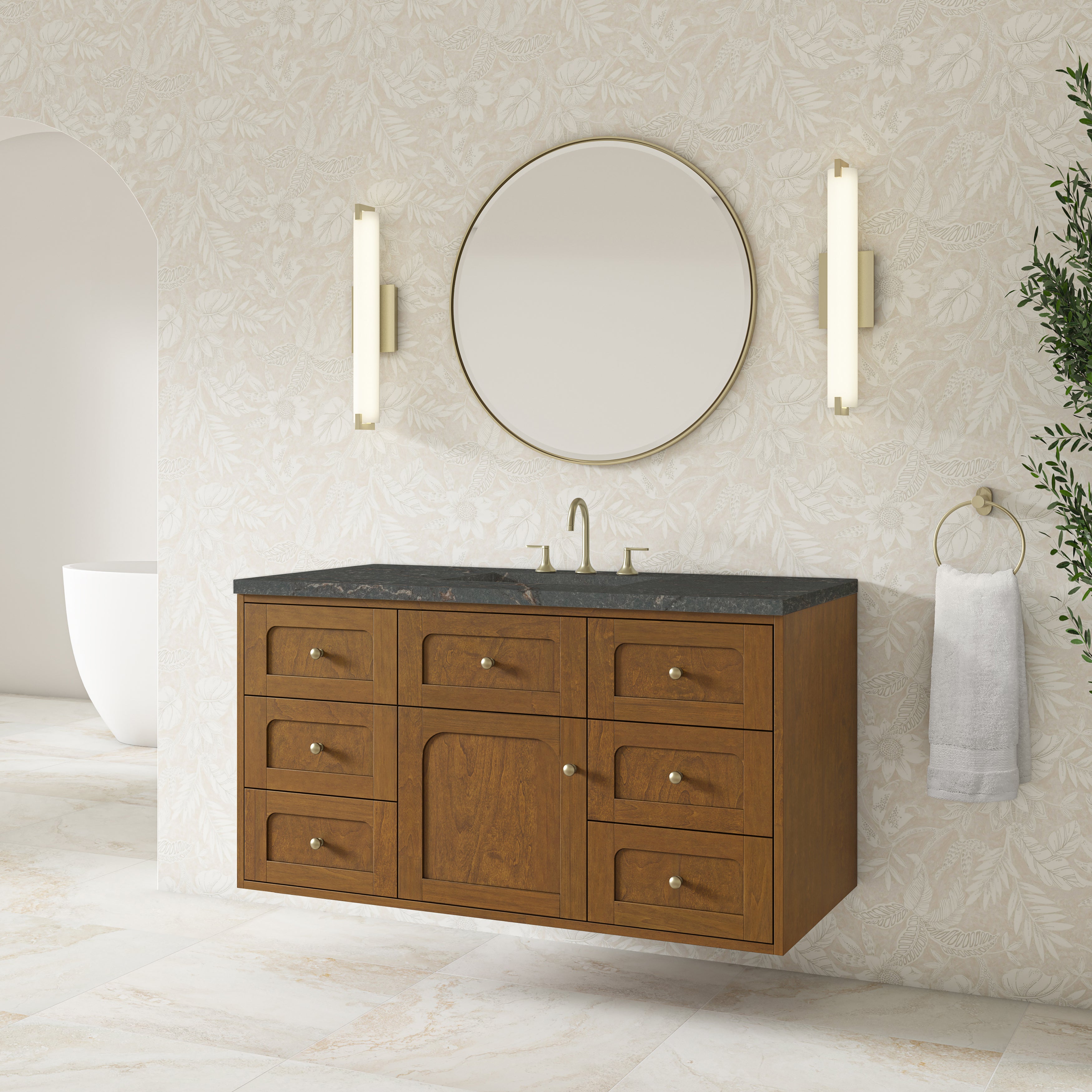 James Martin Laurent 48" Single Vanity in Honey Oak with 3cm Countertop
