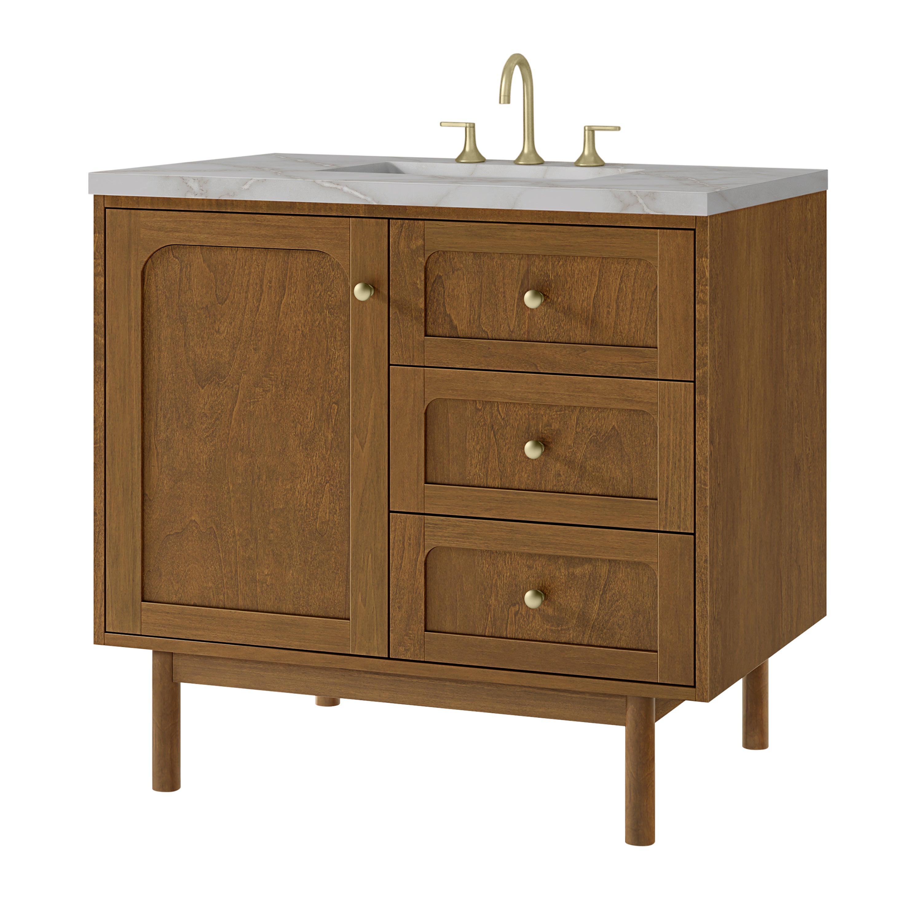 James Martin Laurent 36" Single Vanity in Honey Oak with 3cm Countertop
