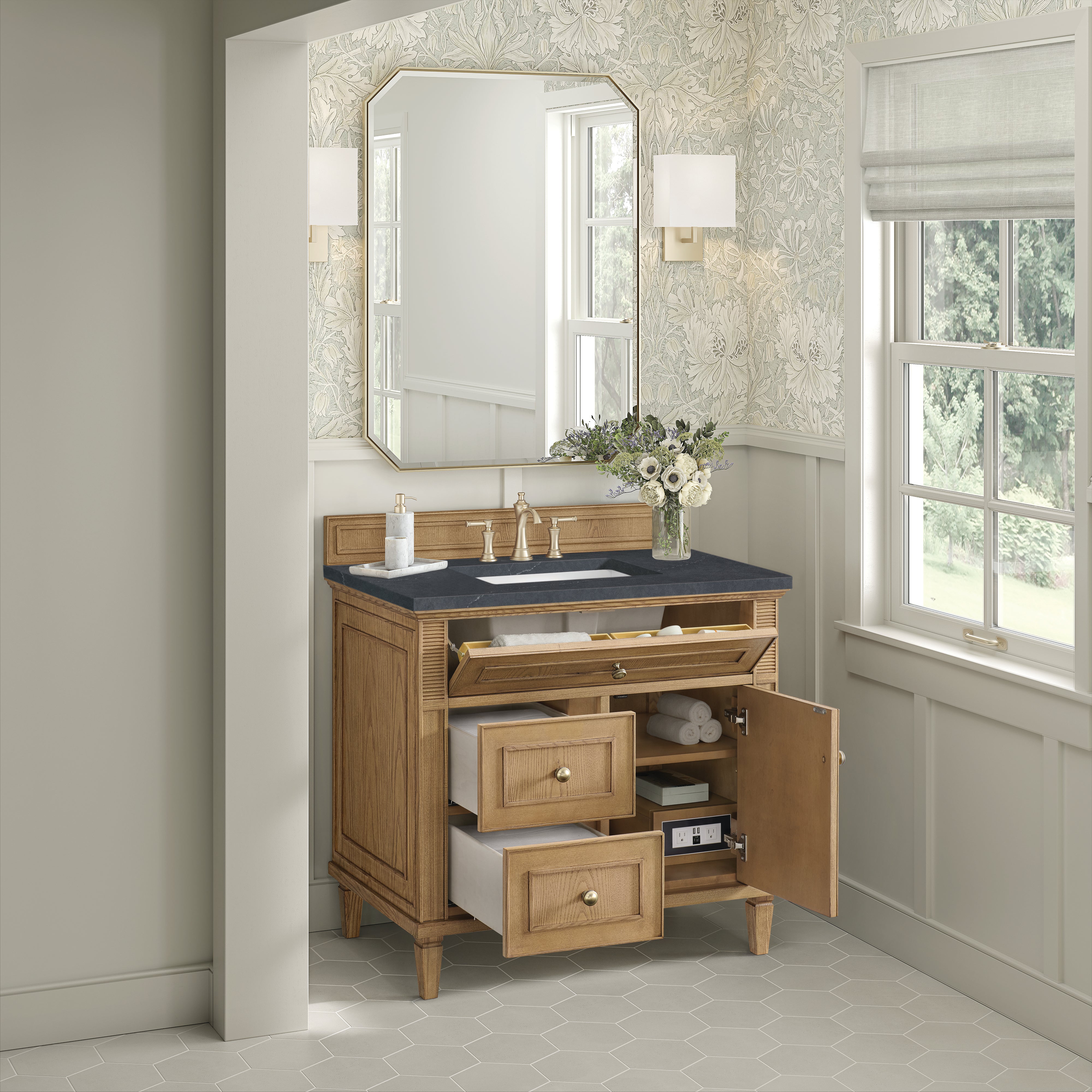 James Martin Lorelai 36" Single Vanity in Light Natural Oak with 3cm Countertop