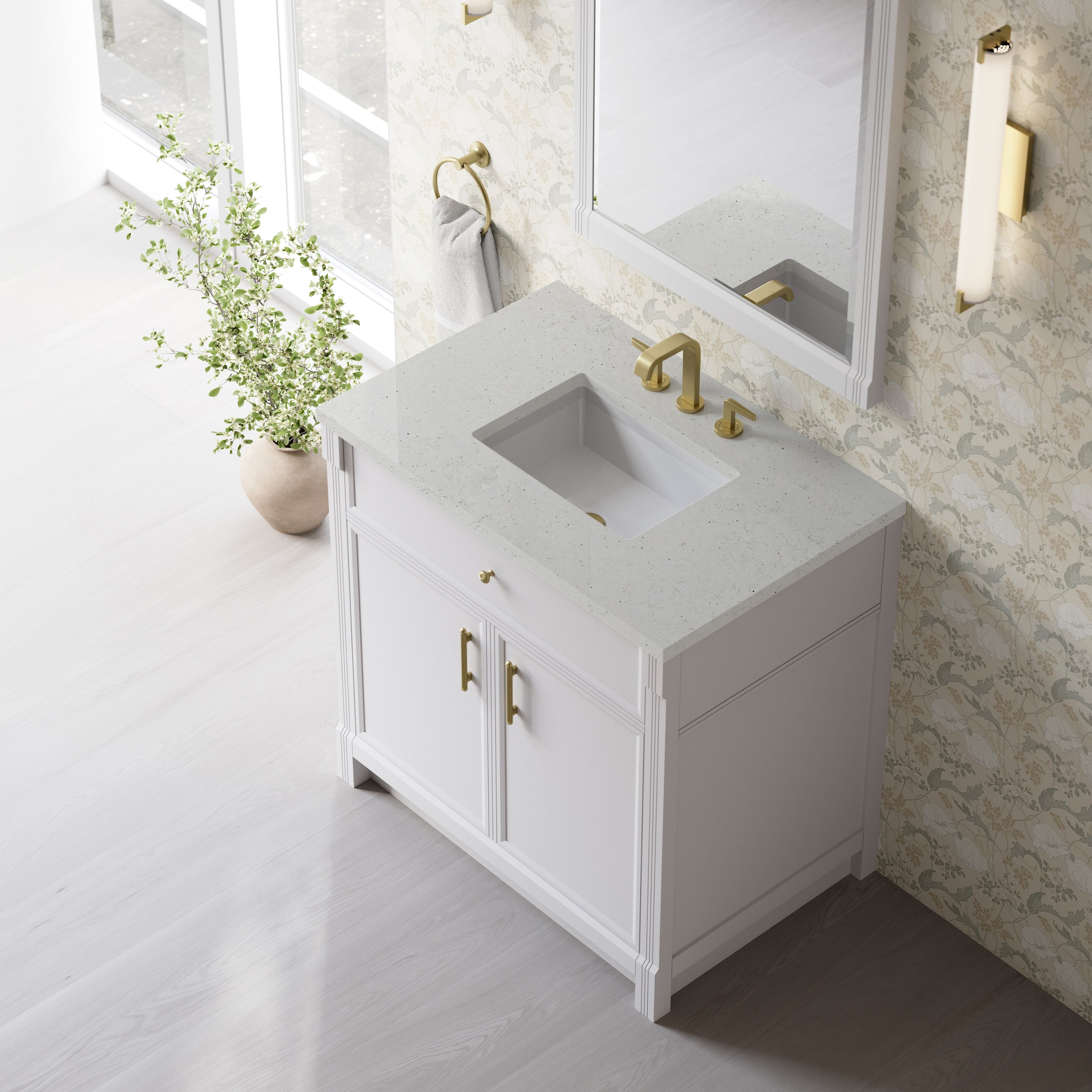 James Martin Bellshire 36" Single Vanity in Bright White with 3cm Countertop