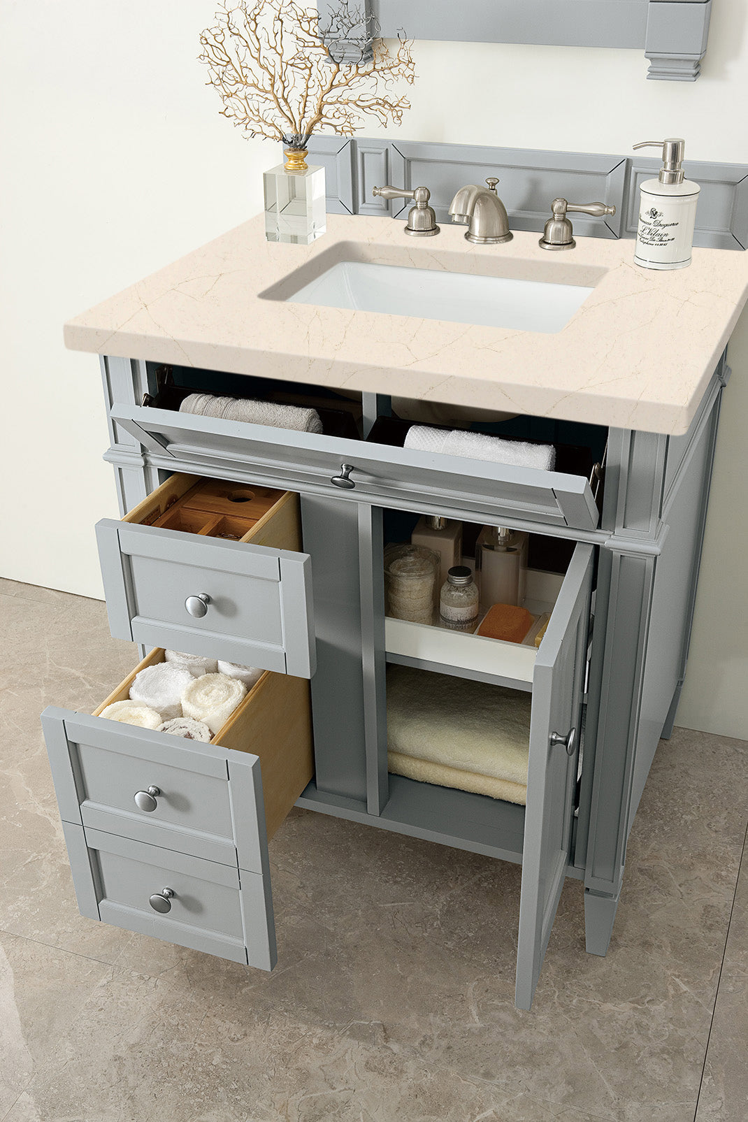 James Martin Brittany 30" Single Vanity in Urban Gray with 3cm Countertop