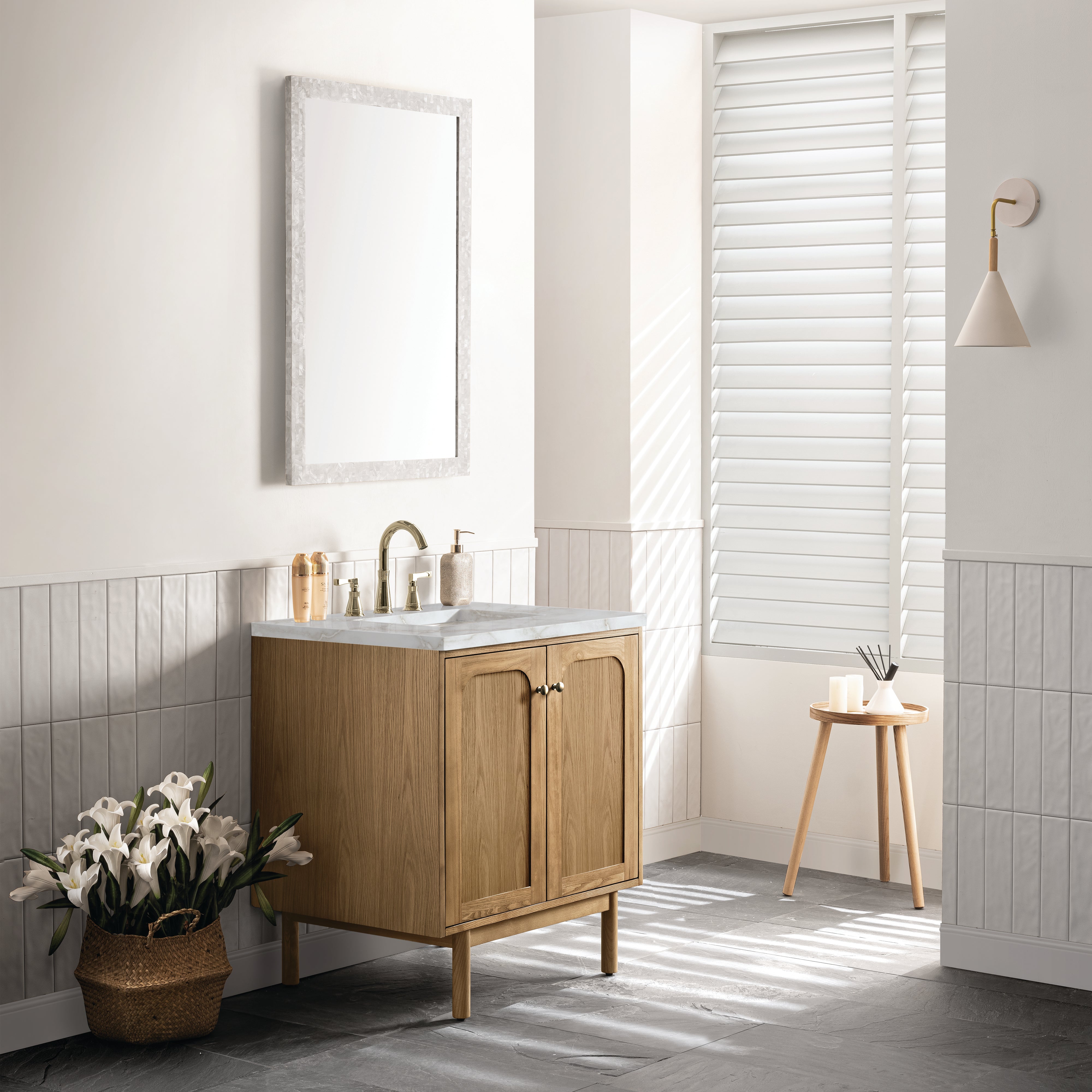 James Martin Laurent 30" Single Vanity in Light Natural Oak with 3cm Countertop
