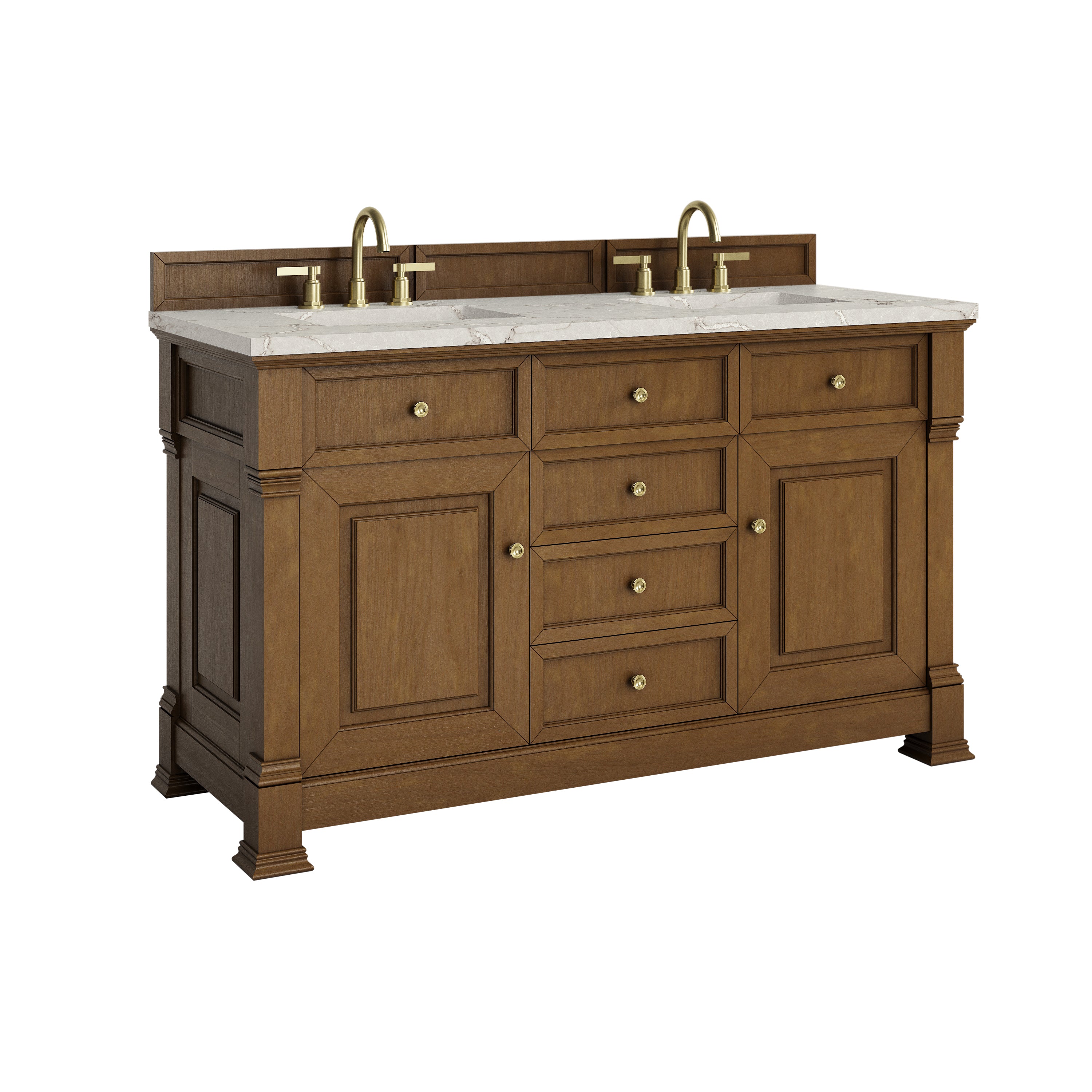 James Martin Brookfield 60" Double Vanity in Honey Oak with 3cm Countertop