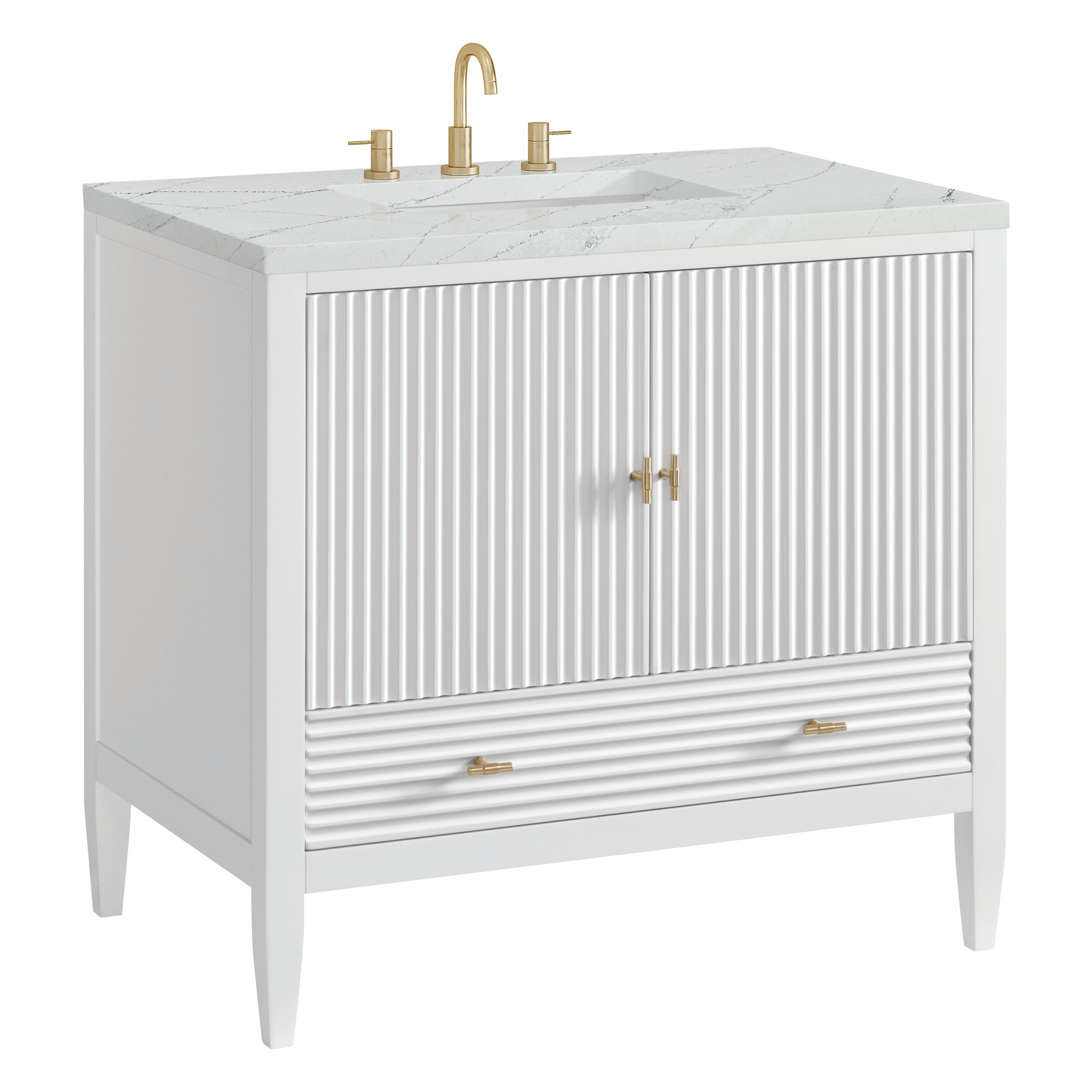 James Martin Myrrin 36" Vanity in Bright White with 3cm Countertop