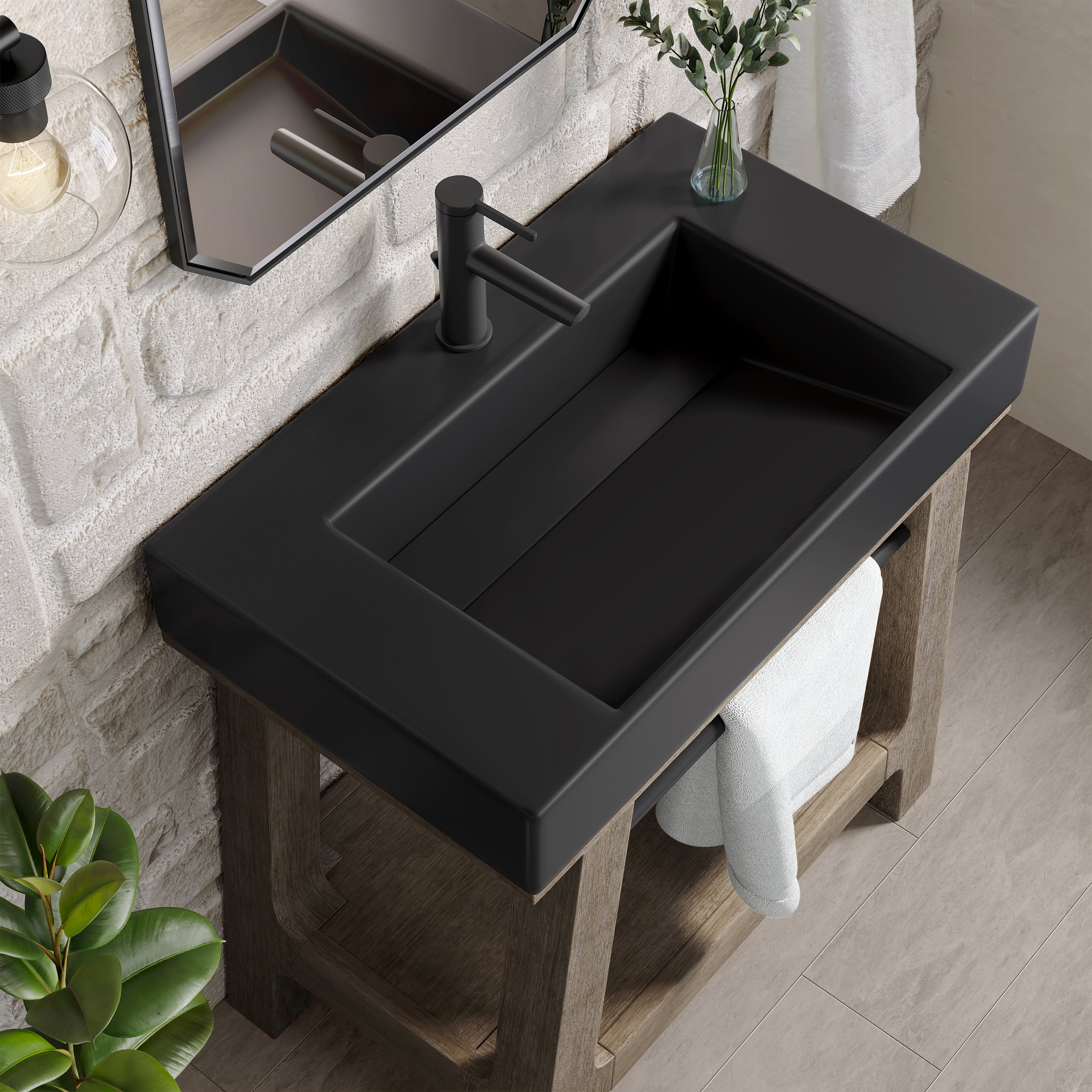 James Martin Auburn 31.5" Single Weathered Timber Sink Console