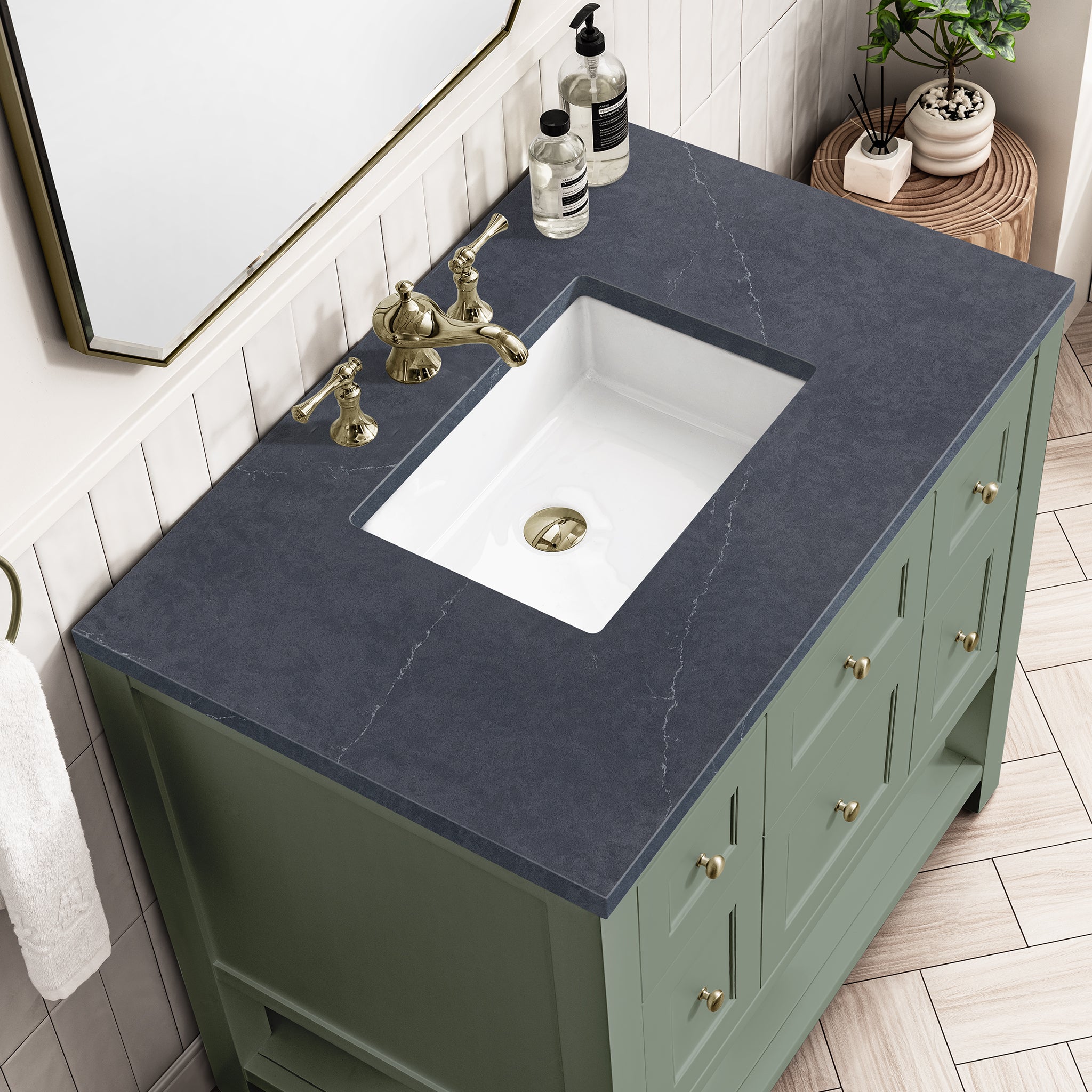 James Martin Breckenridge 36" Single Vanity in Smokey Celadon with 3cm Countertop