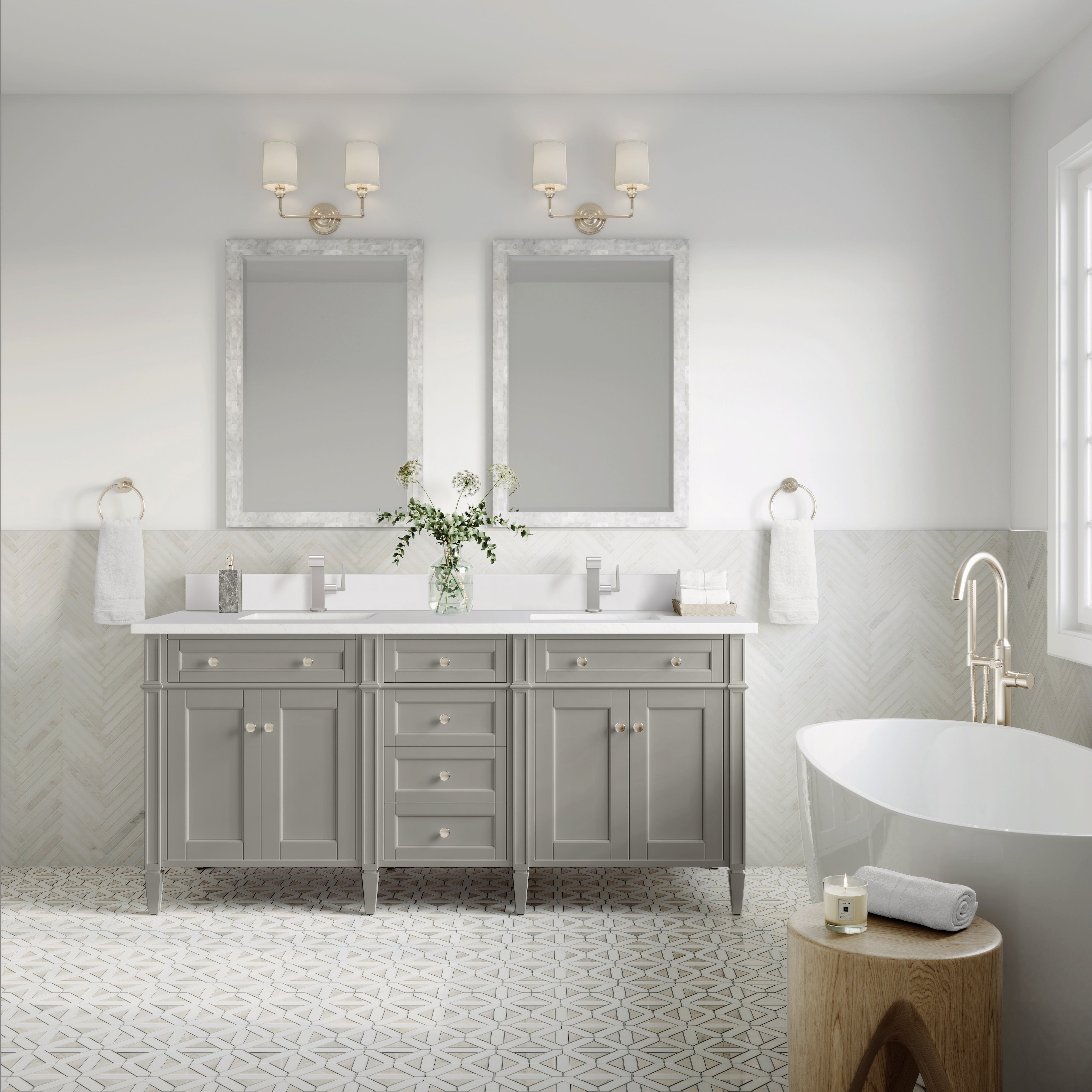 James Martin Brittany 72" Double Vanity in Urban Gray with 3cm Countertop